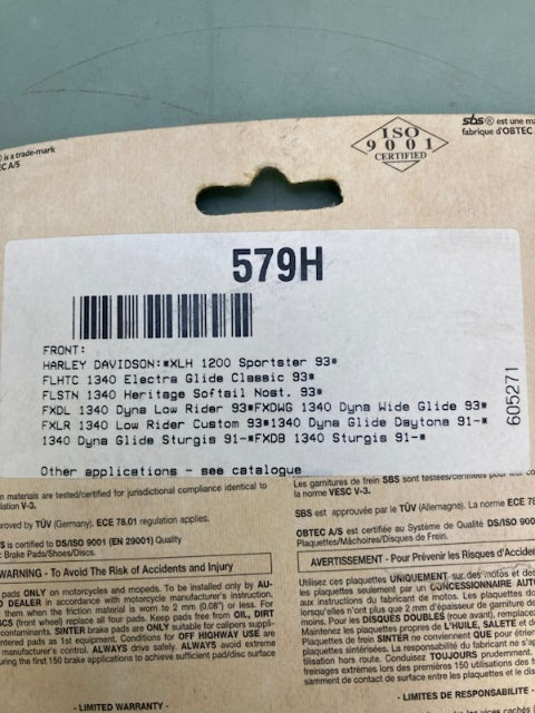 SBS 579H.HF Brake Pads New Genuine