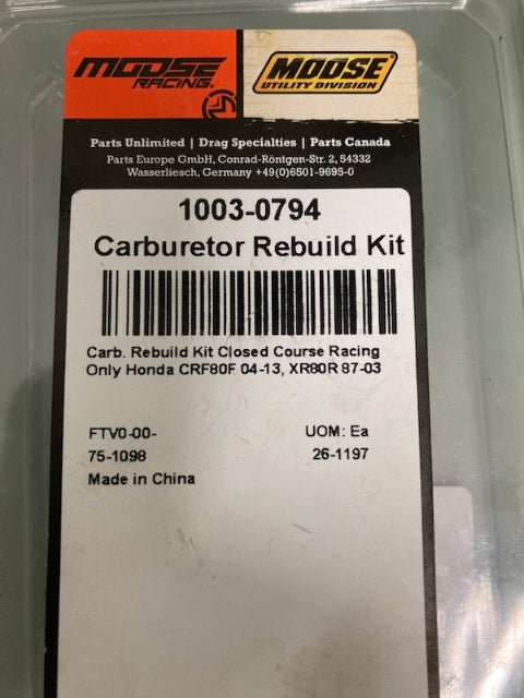 Moose 1003-0794 Carburetor Rebuild Kit New Genuine