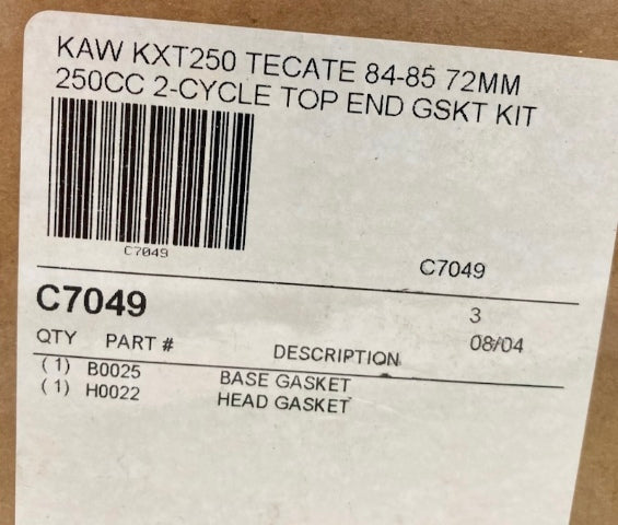 Cometic C7049 250CC 2-Cycle Top End Gasket Kit, Kaw KXT250 72mm New Genuine