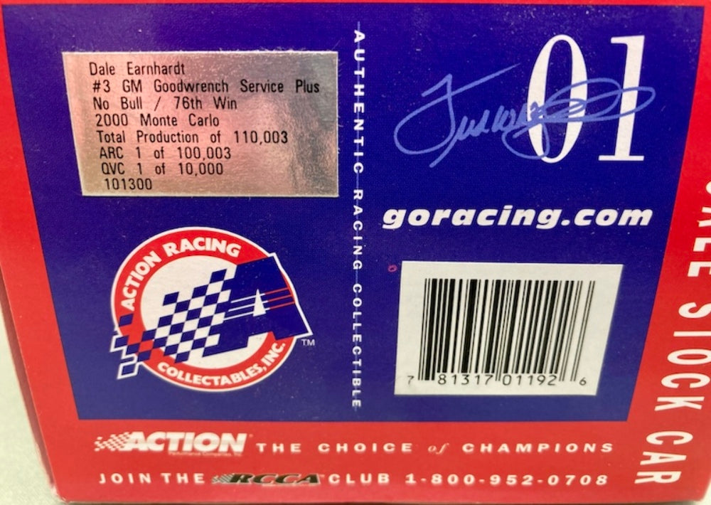 Action 1:24 Dale Earnhardt #3 GM Goodwrench Service Plus No Bull/76th Win New