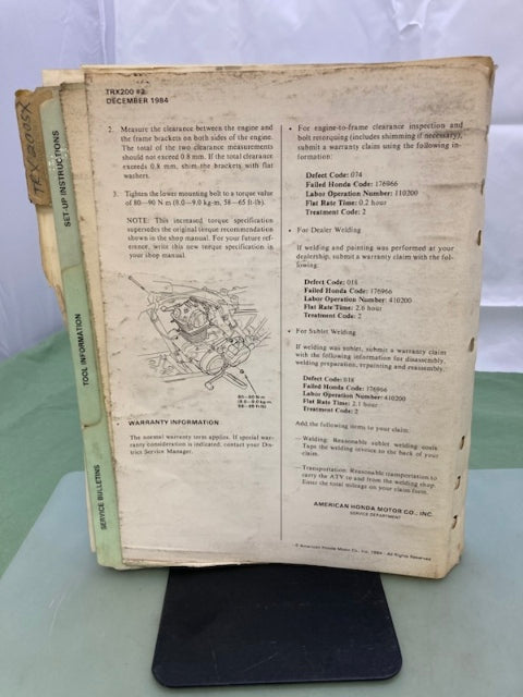 Honda 61VM500 TRX200 Shop Manual '84 Genuine