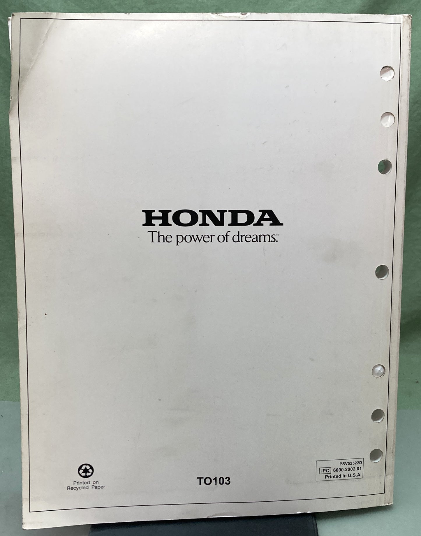 Genuine Honda PSV52522D Generator Troubleshooting Manual '98-'02
