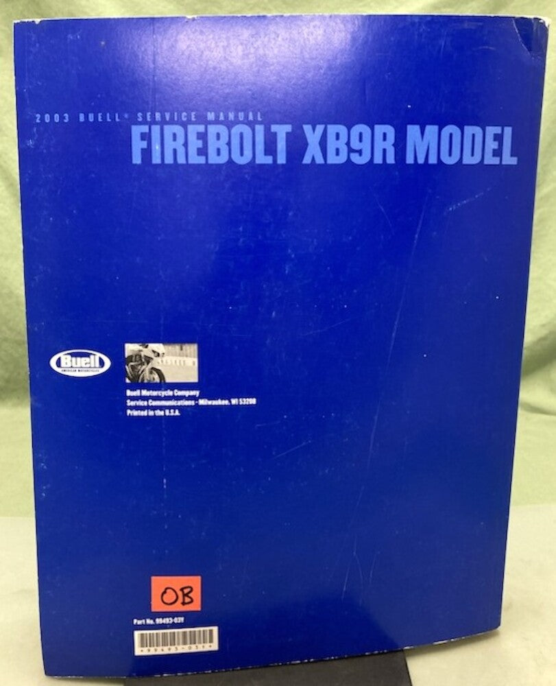 Buell 99493-03Y Firebolt XB9R Model Factory Manual 2003 New Genuine