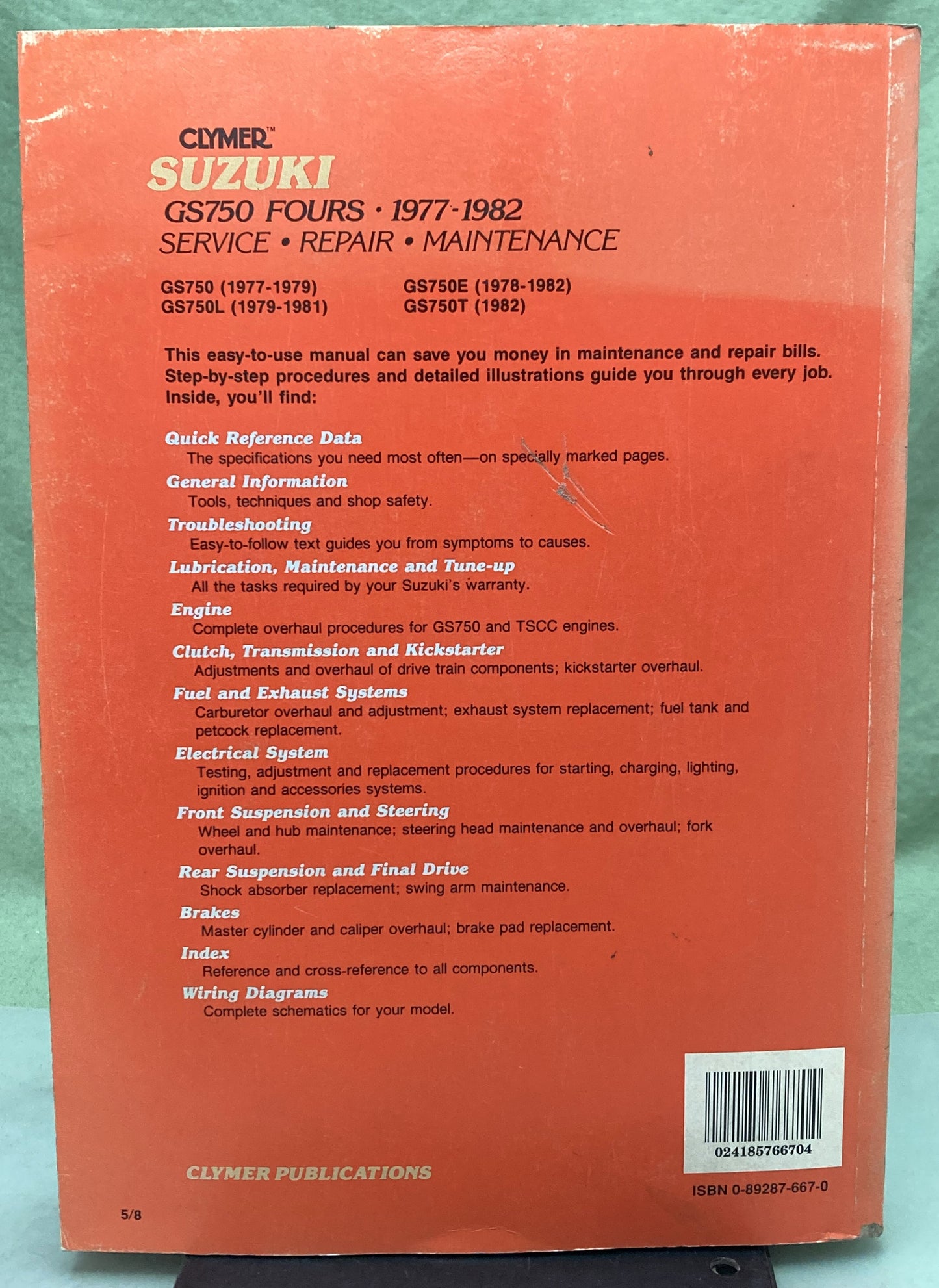 Genuine Clymer M370 Suzuki GS750 Fours Service Manual 1977-1982