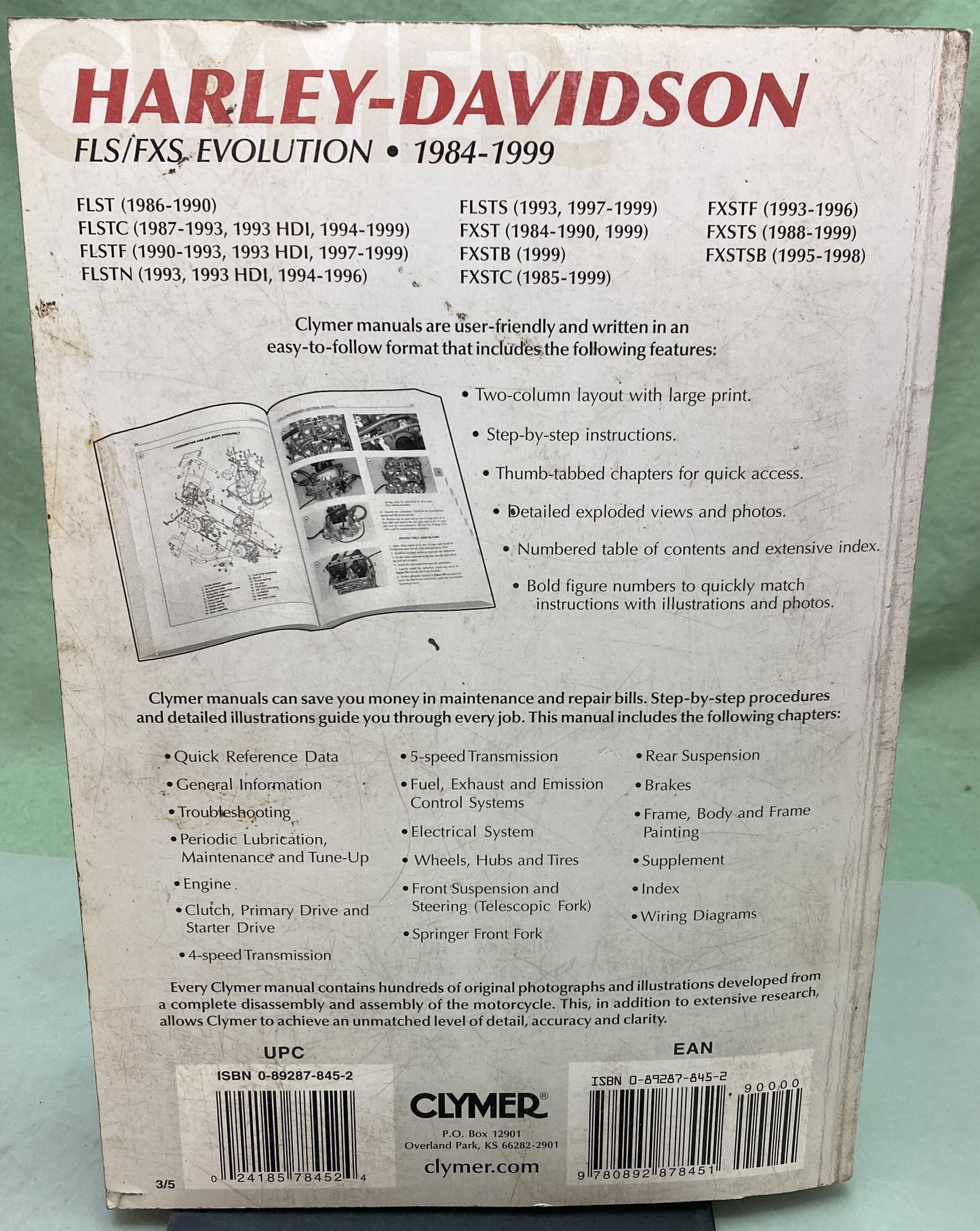 Genuine Clymer M421-3 Harley Davidson FLS/FXS Evolution Service Manual '84-'99