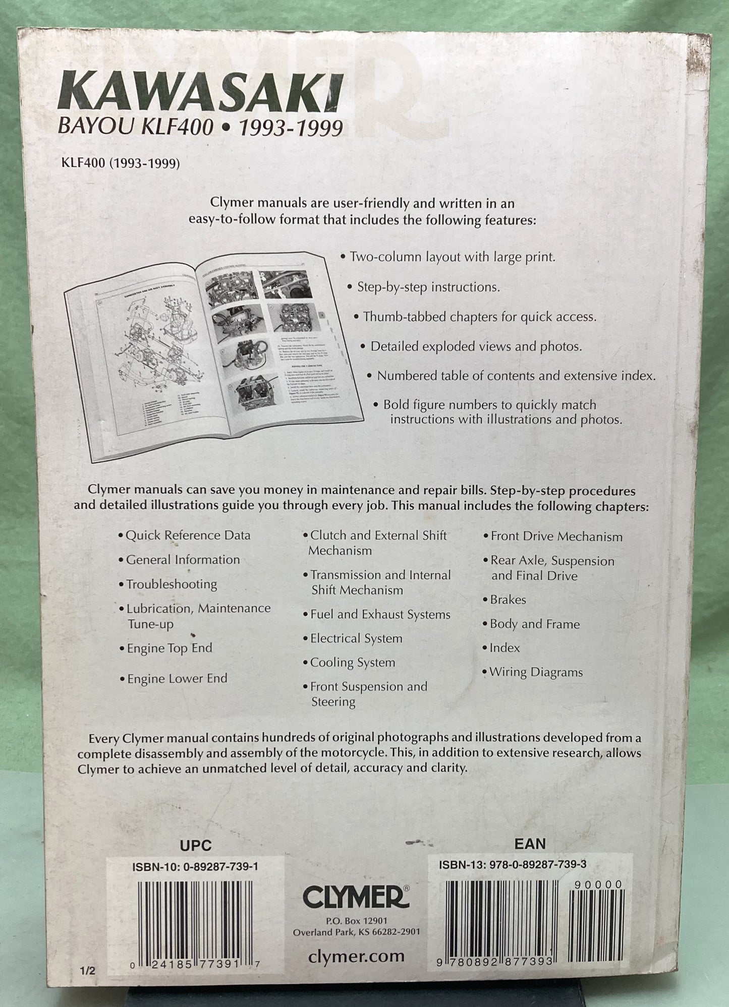 Genuine Clymer M467 Kawasaki Bayou KLF400 Service Manual 1993-1999