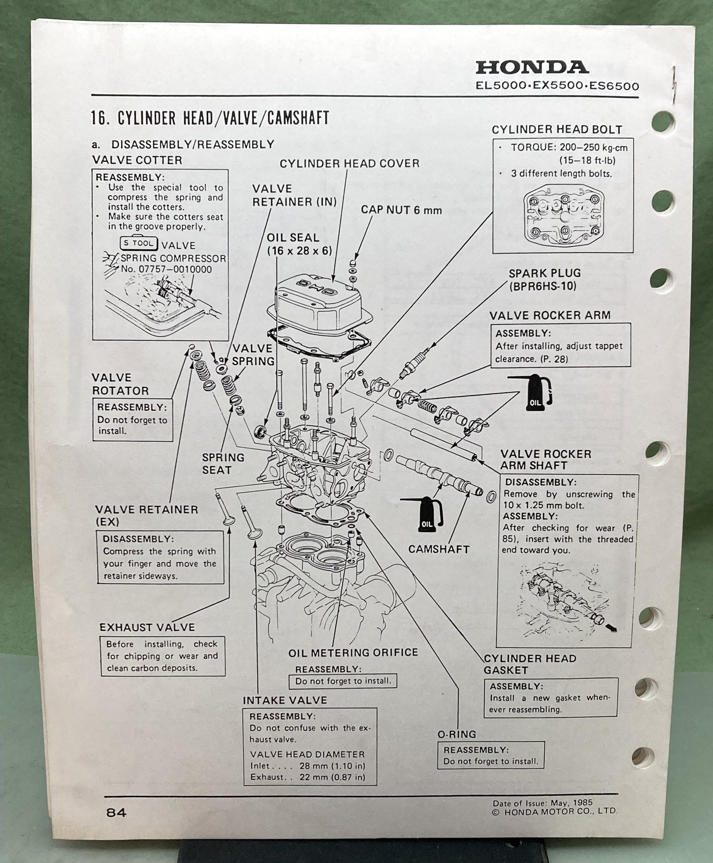 Genuine Honda 61ZD100Z EB6500 Generator Supp. Shop Manual 1995