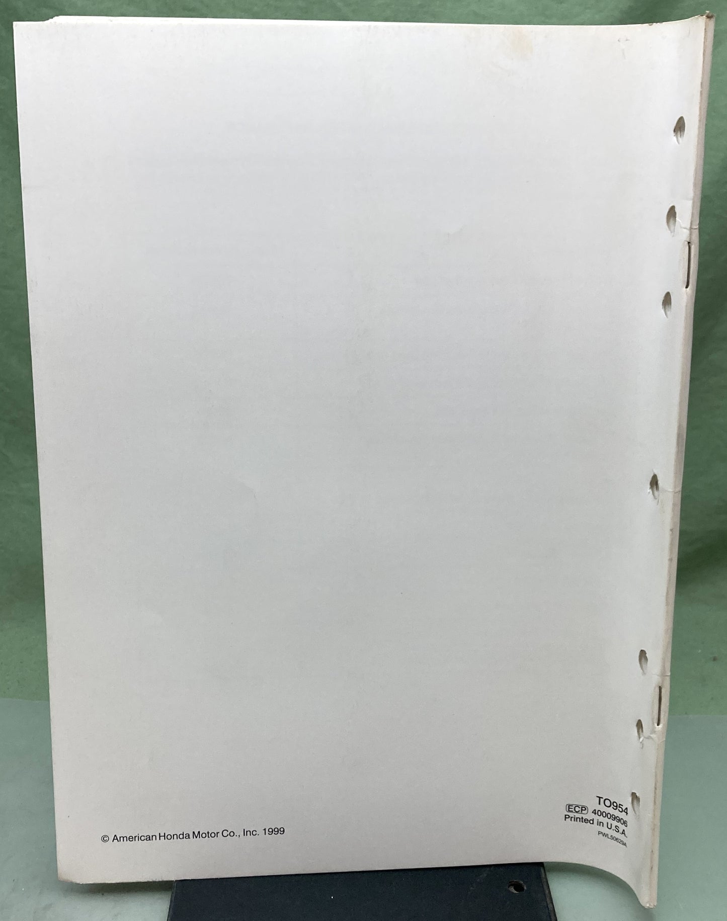 Genuine Honda TO954 Warranty Operations 1999