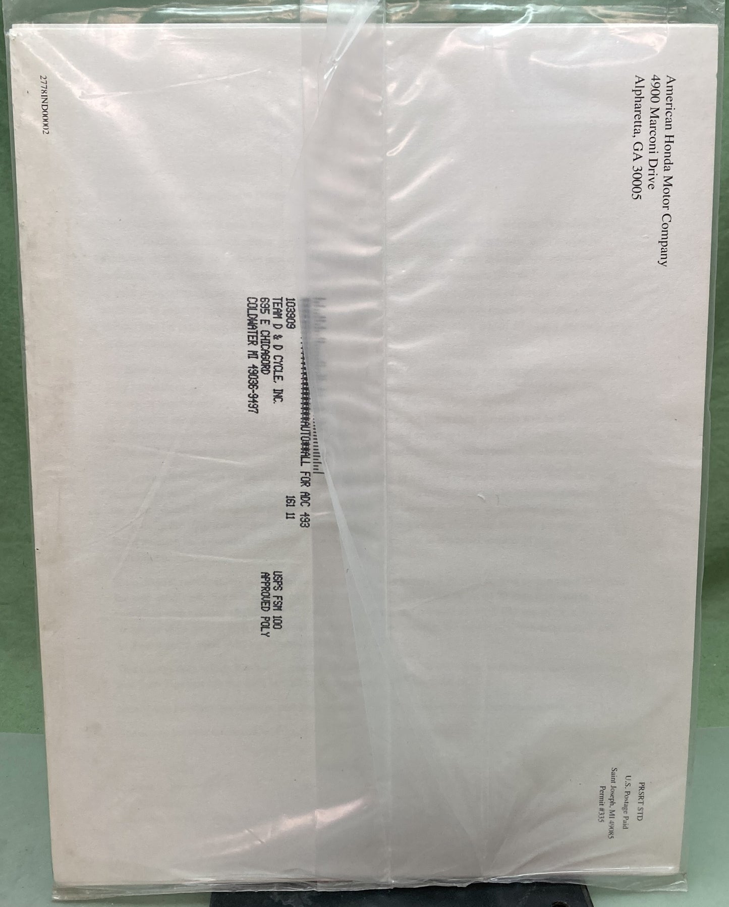 New Genuine Honda 61ZM000Y GSV190 Supp. Shop Manual 2003