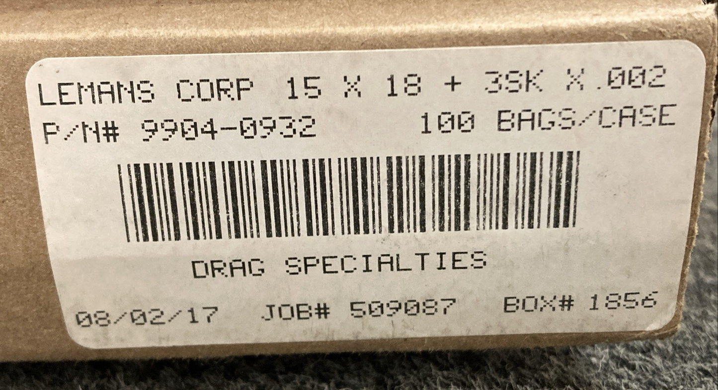 NEW GENUINE DRAG SPECIALTIES 9904-0932 15X18 SHOPPING BAGS 100 COUNT CASE