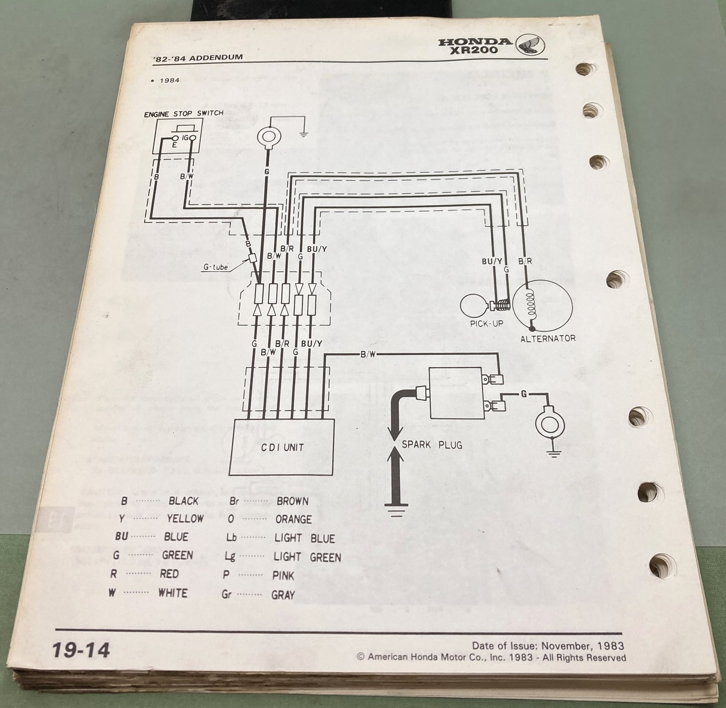 Genuine Honda 6144604 XR185-200 Shop Manual 1979-1984