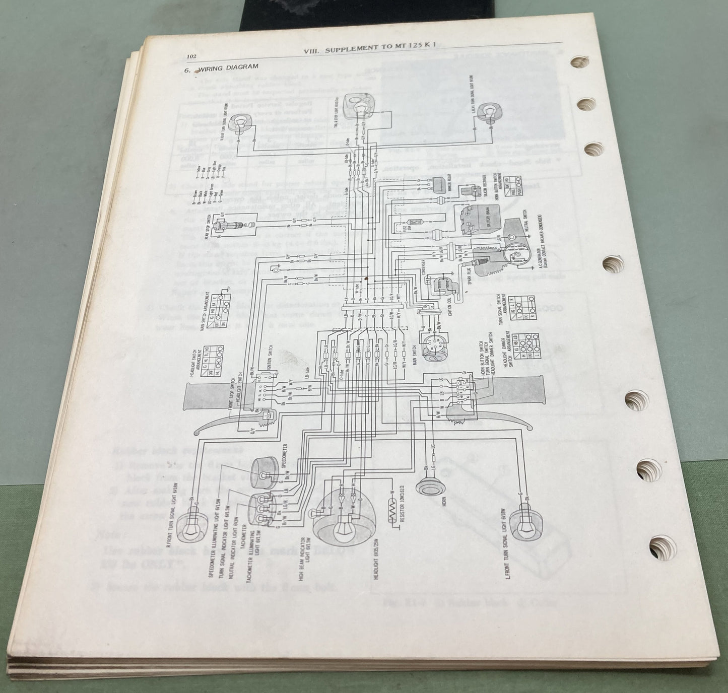 Genuine Honda 6136102 MT125 Shop Manual 1975