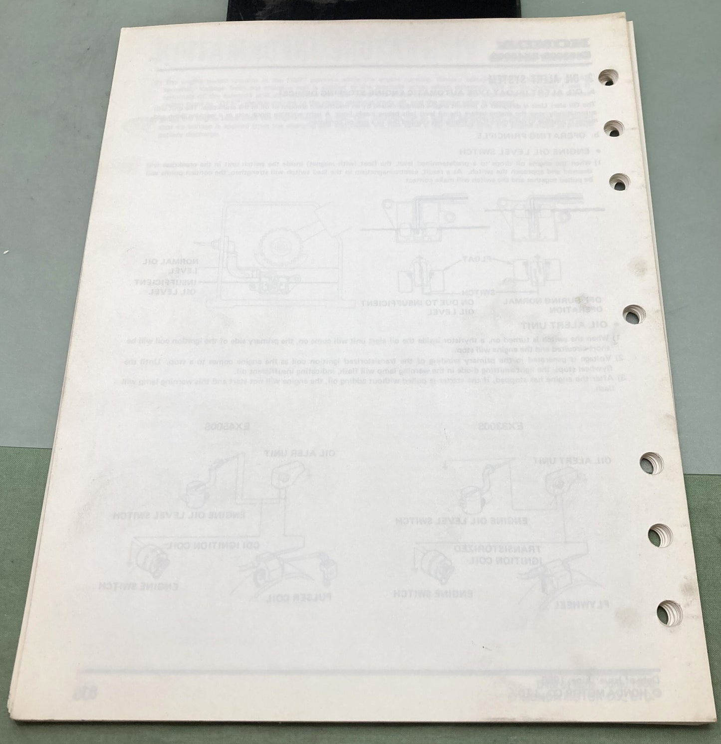 Genuine Honda 61ZB701 EX3300S EX4500S Generator Shop Manual 1986