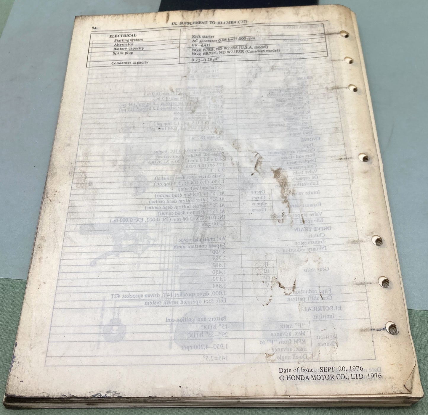 Genuine Honda 6137303 MR175 Shop Manual 1977