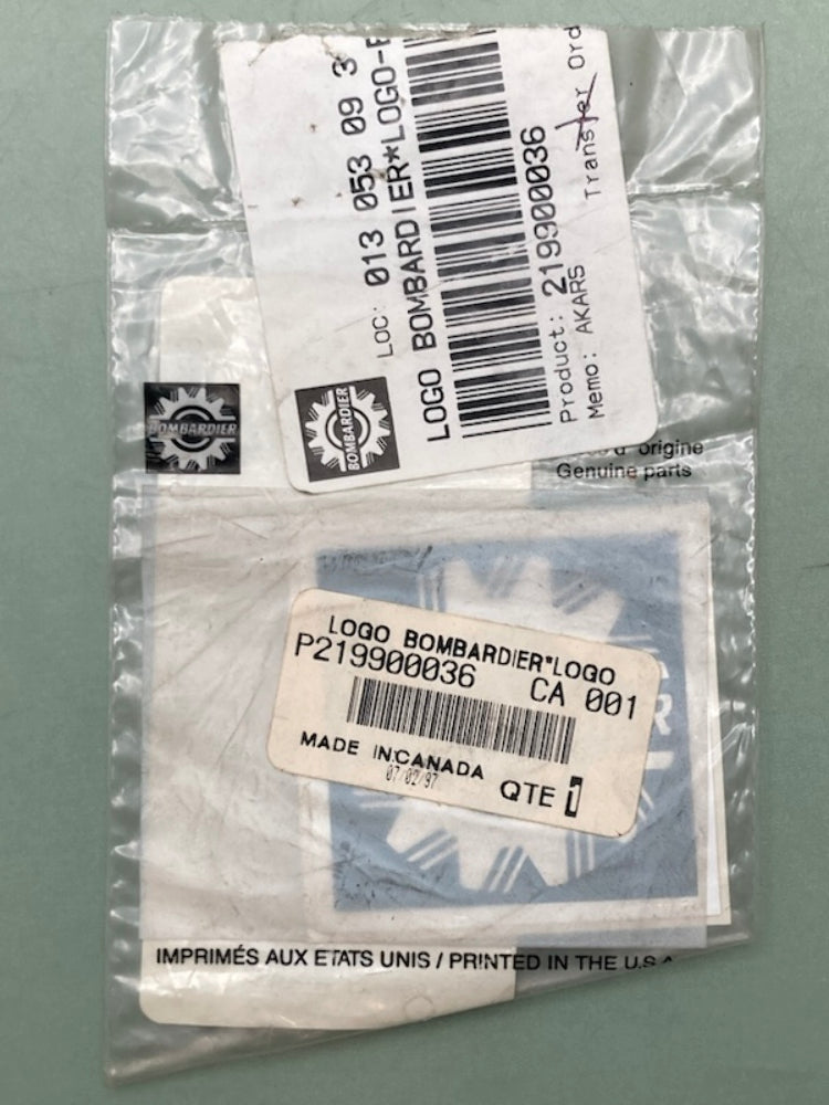 Bombardier 219900036 Logo Decal, New Genuine