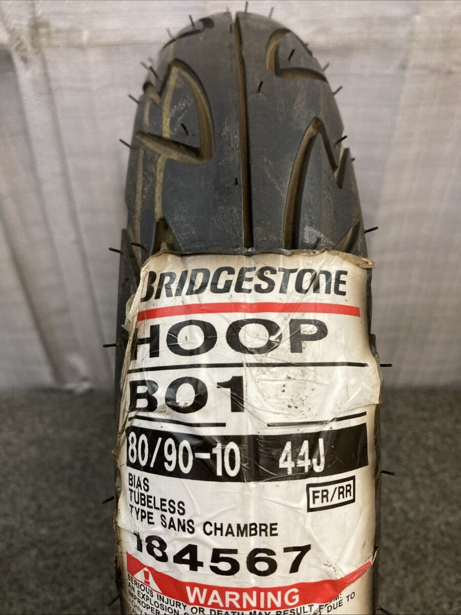 NEW GENUINE BRIDGESTONE 184567 HOOP B01 80/90-10 44J FR/RR MOTORCYCLE TIRE