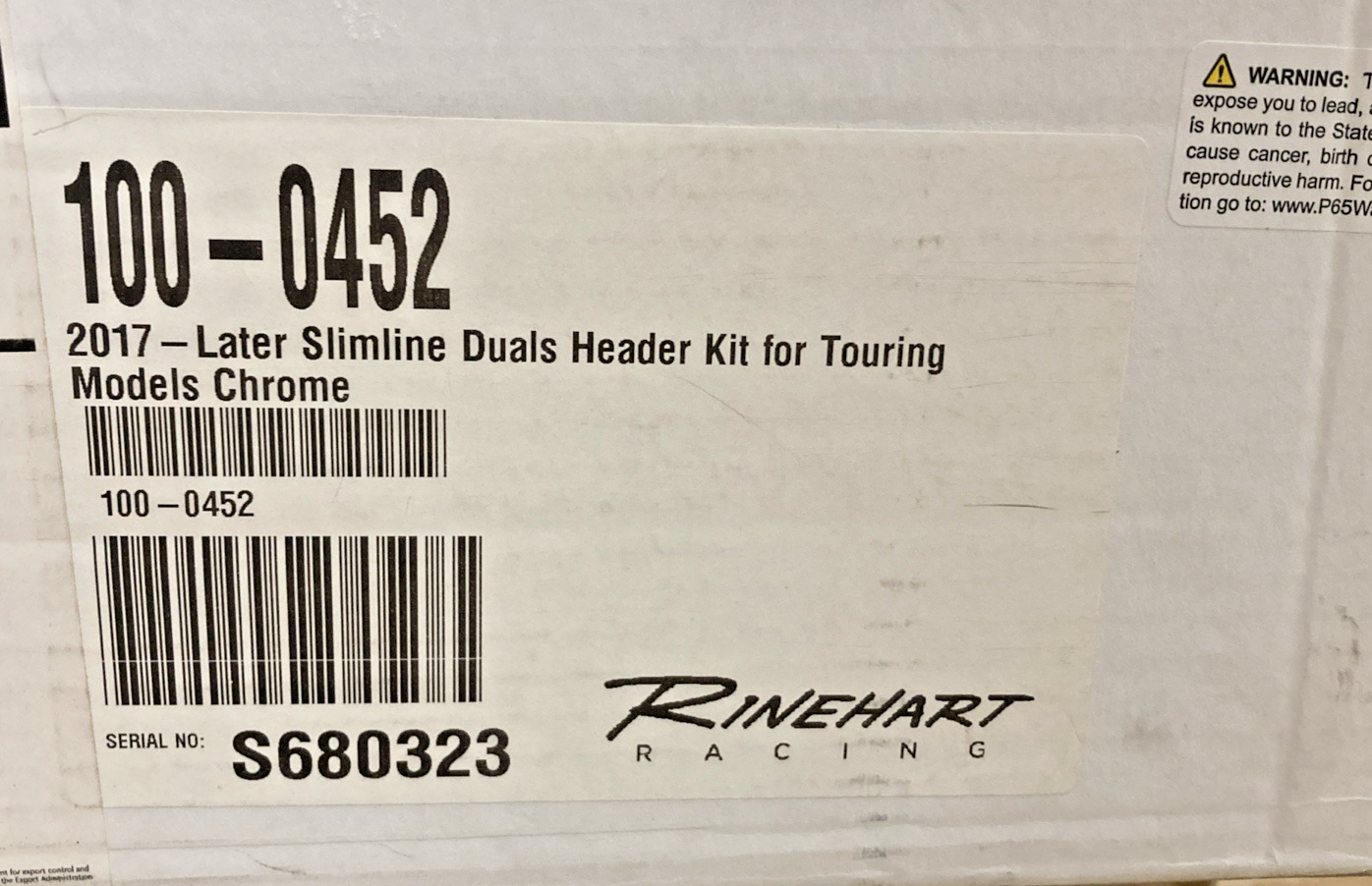 NEW GENUINE RINEHART RACING 100-0452 LATER SLIMLINE DUAL HEADER KIT, CHROME