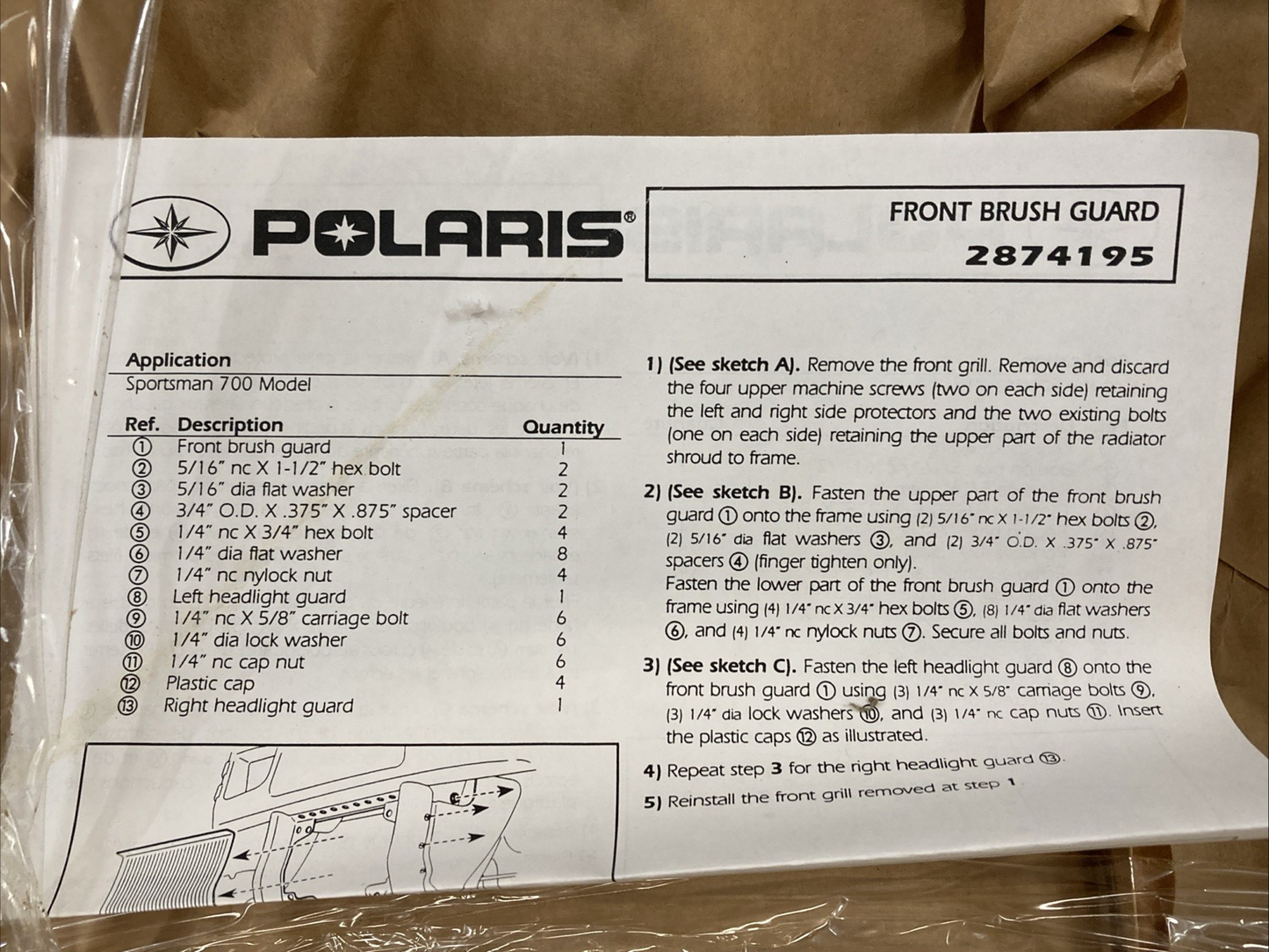 NEW GENUINE POLARIS 2874195 Front Brush Guard