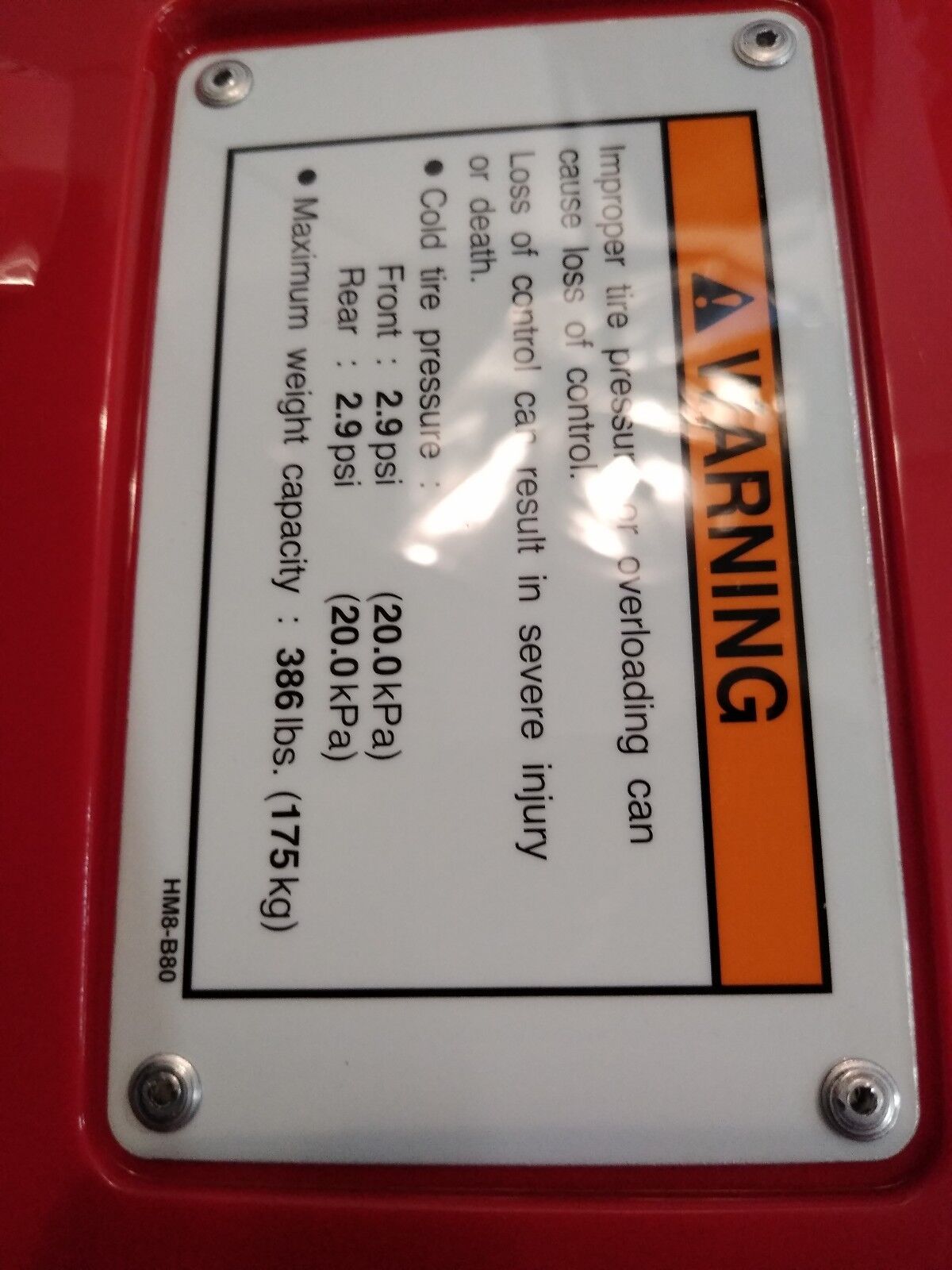 New Honda TRX TRX250 Fender RR R232 Patriot Red 80100-HS0-A40ZA
