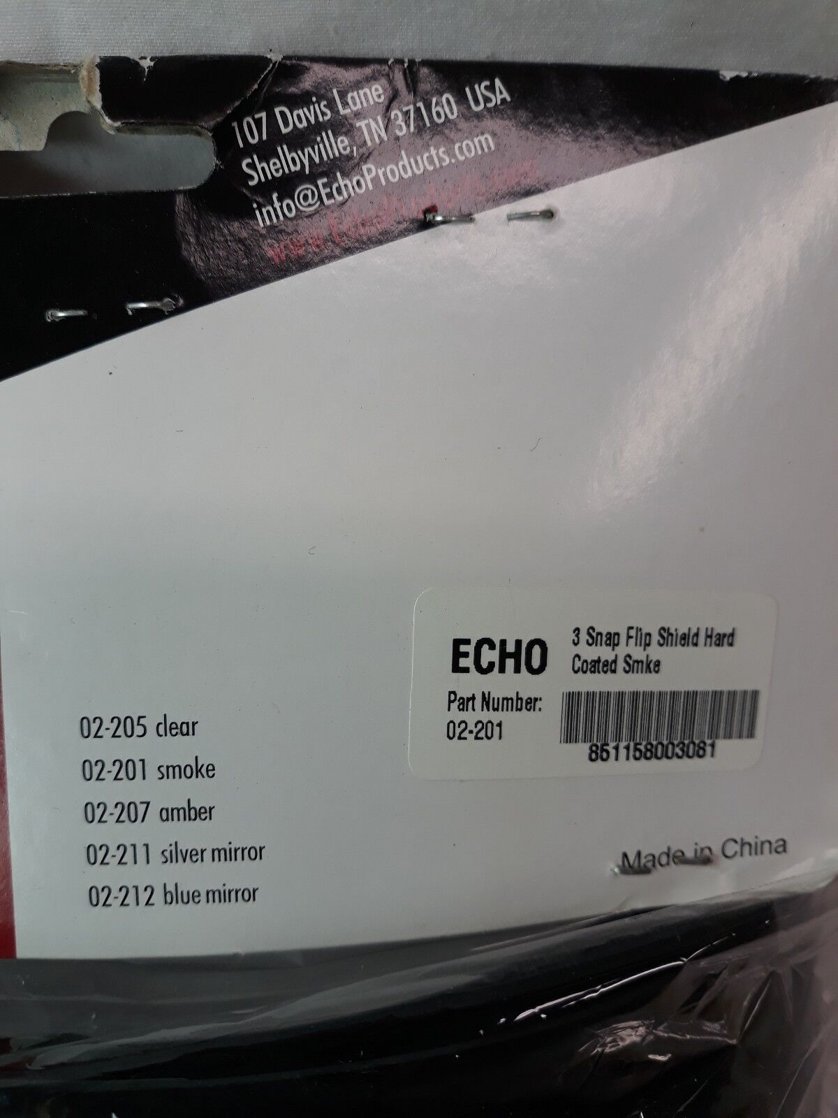 NEW ECHO Motorcycle Helmet 3 Snap Flip Face Shield Hard Coated Smoke # 02-201