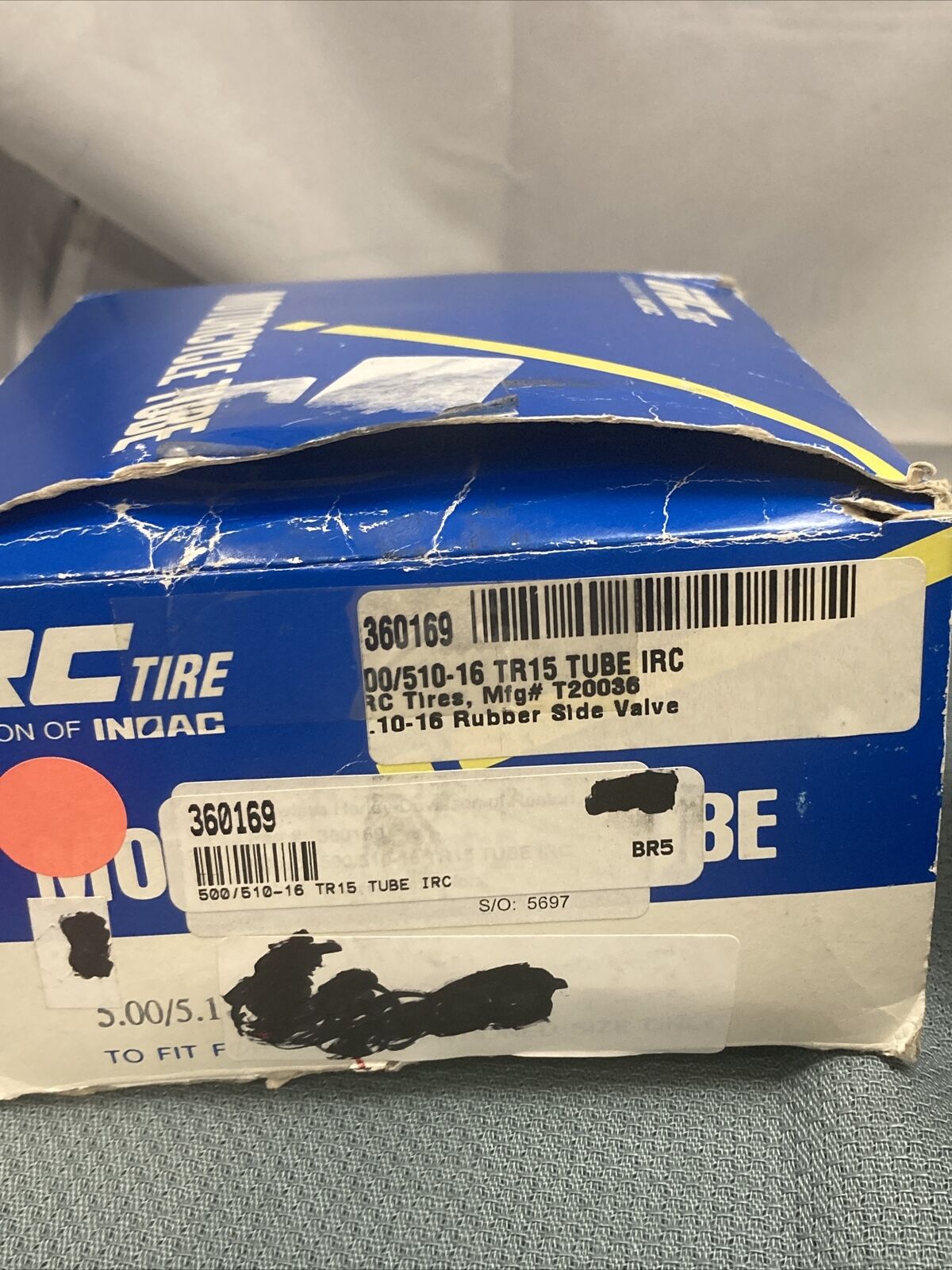 NEW IRC TIRE 360169 500/510-16 TR15 TUBE