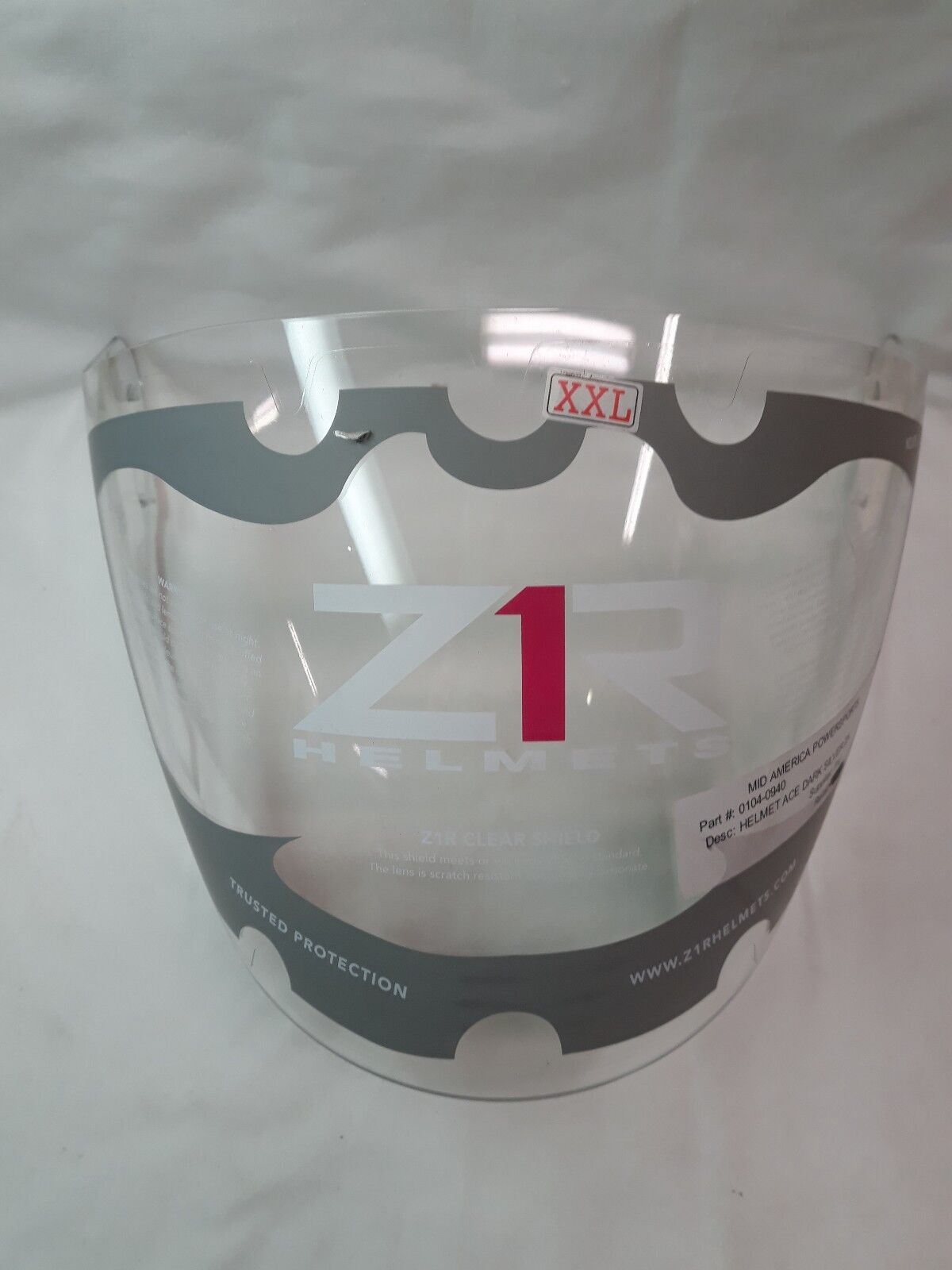 NEW Z1R Motorcycle Helmet Face Shield Ace Dark Silver XXLarge Part# 0104-0940
