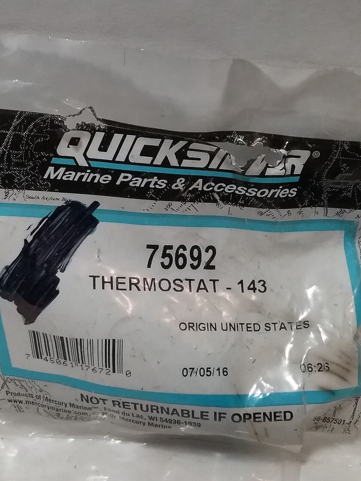 NEW QUICKSILVER 75692 THERMOSTAT MERCURY 40 50 75 80 90 115HP