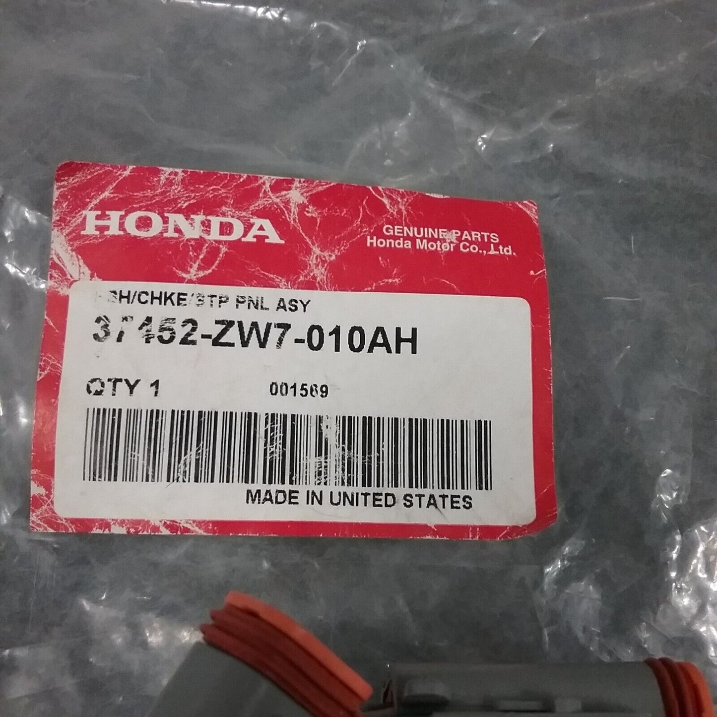 NEW GENUINE HONDA 37452-ZW7-010AH Push/Choke/Stop Panel Assembly