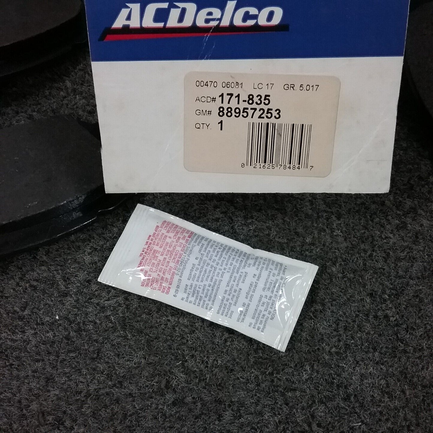 NEW ACDELCO 171-835 PAD KIT, DISC BRAKE GM 88957253