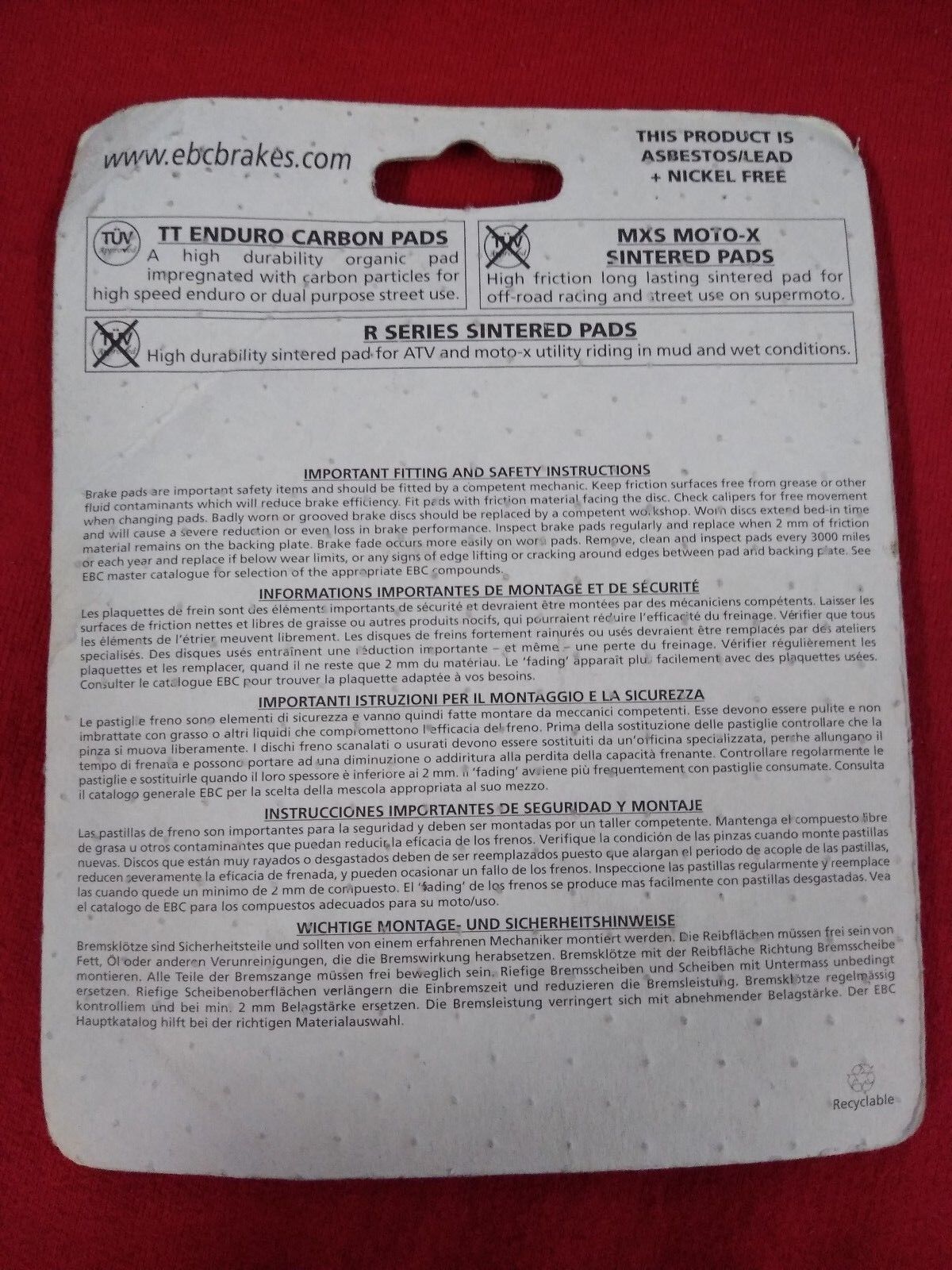 NEW EBC High Performance Off Road Brake Pad FA314SV
