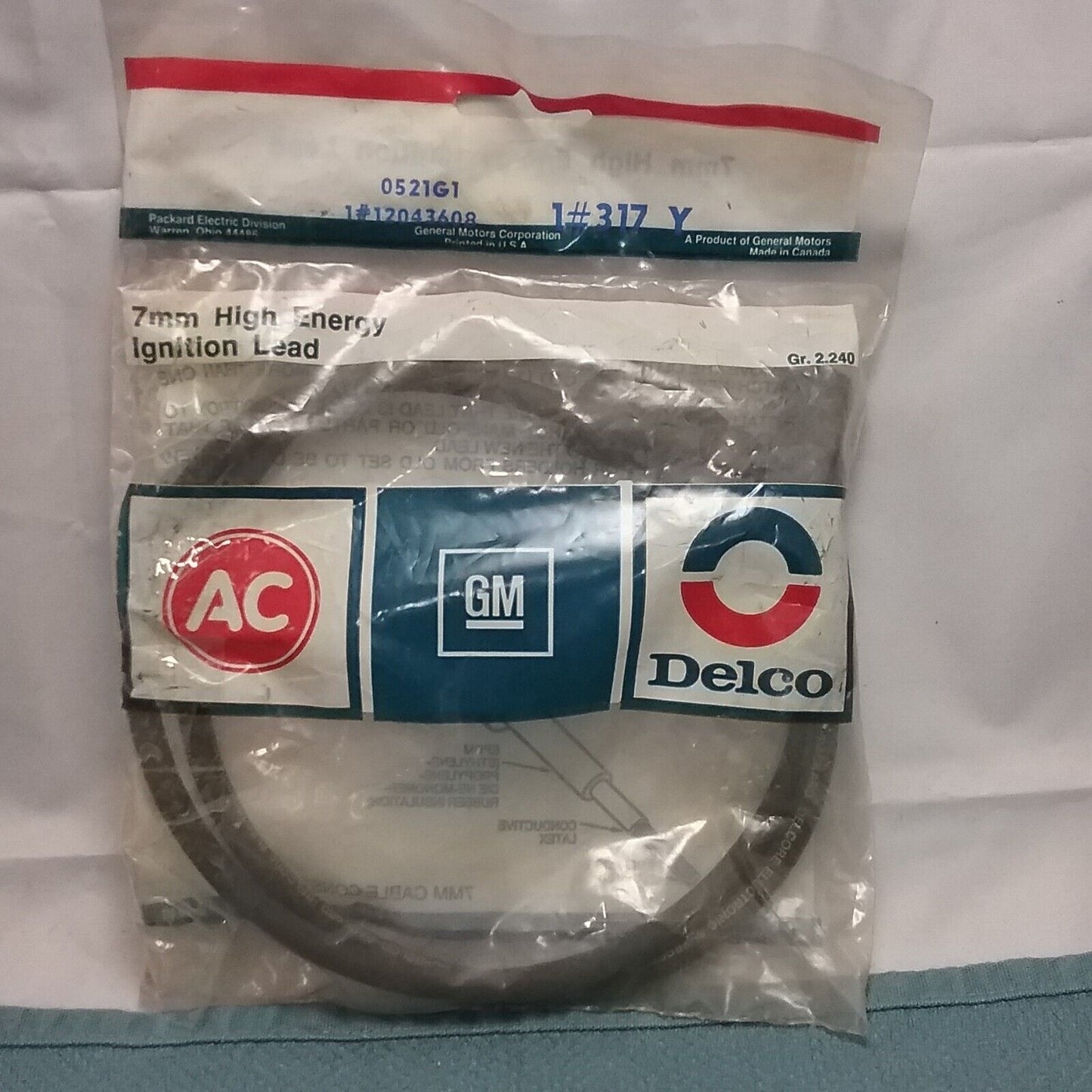 NEW ACDELCO 317Y 7MM HIGH ENERGY IGNITION LEAD GM 12043608