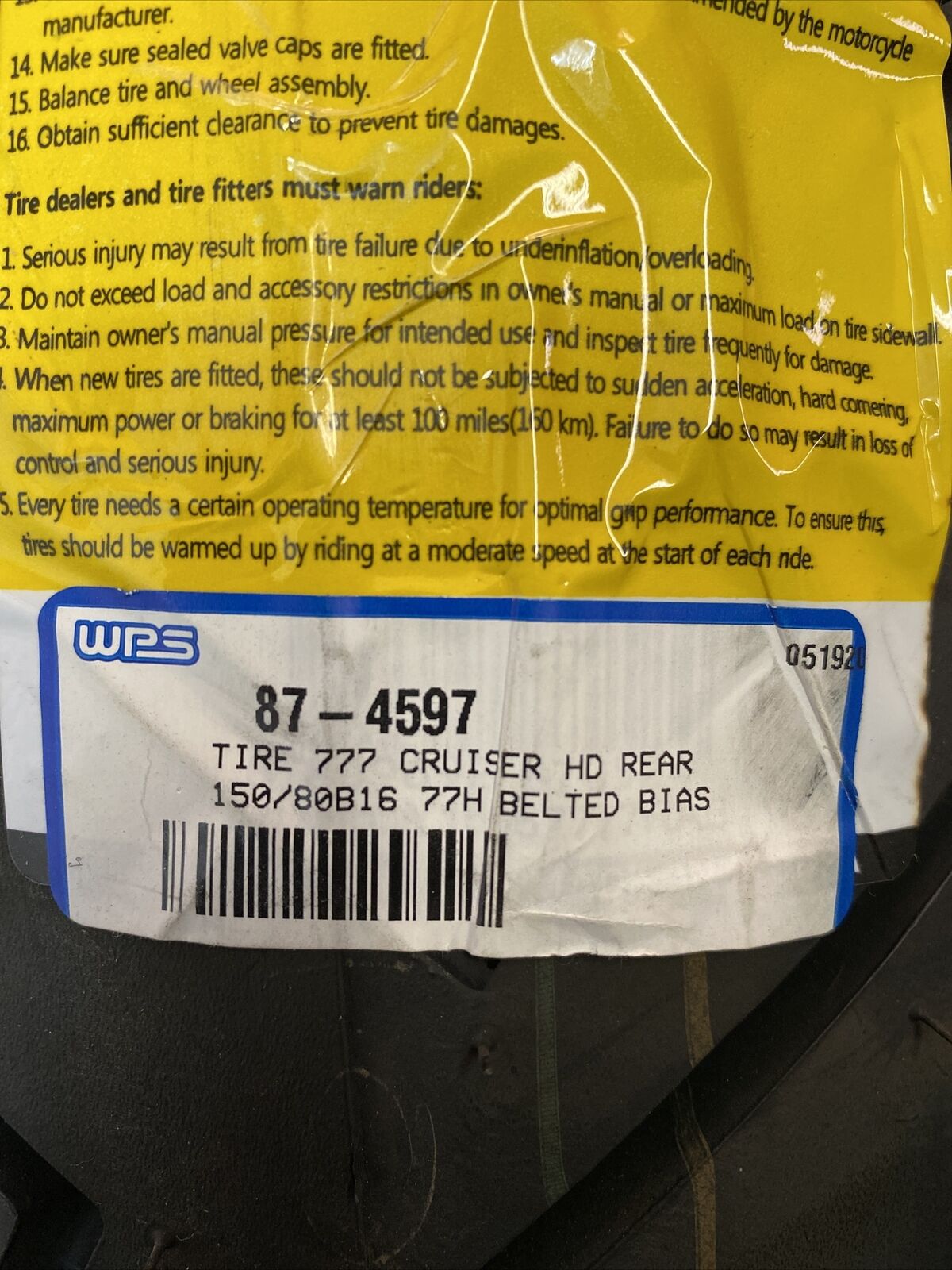 SHINKO 150/80B-16 SR777 A/B Rear Tubeless Motorcycle Tire HD Cruiser Belted