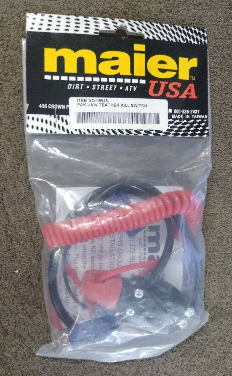 NEW Maier USA / Tether Kill Switch / Bar Non Battery / 21060147 / 96945