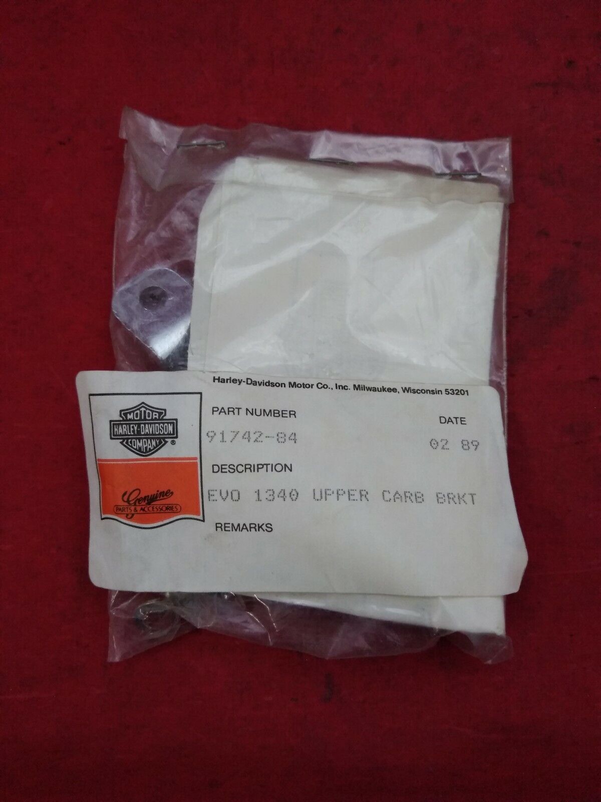 New Harley Davidson 1340 Evolution Carburetor Support Bracket / 91742-84