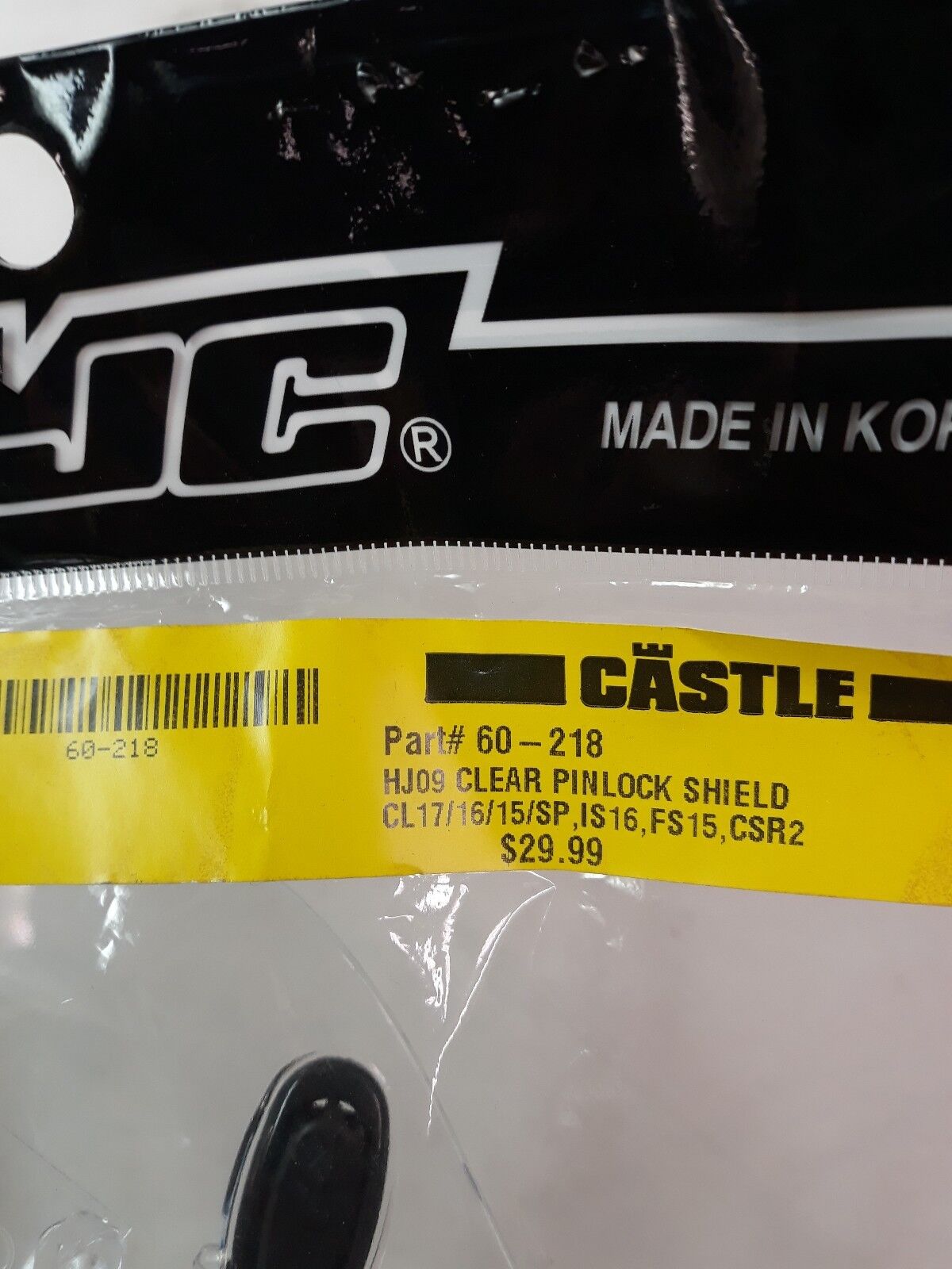 NEW HJC Motorcycle Helmet Face Shield Pinlock Clear Part# 60-218