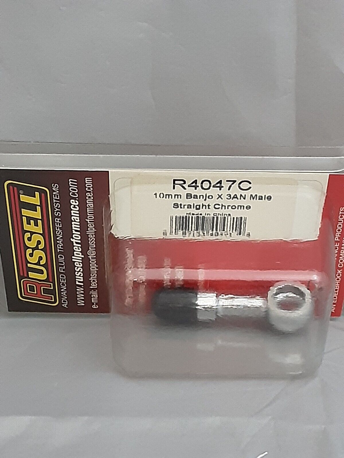 NEW RUSSELL R4047C STRAIGHT 10mm- 3/8" X 3AN MALE BANJO CHROME