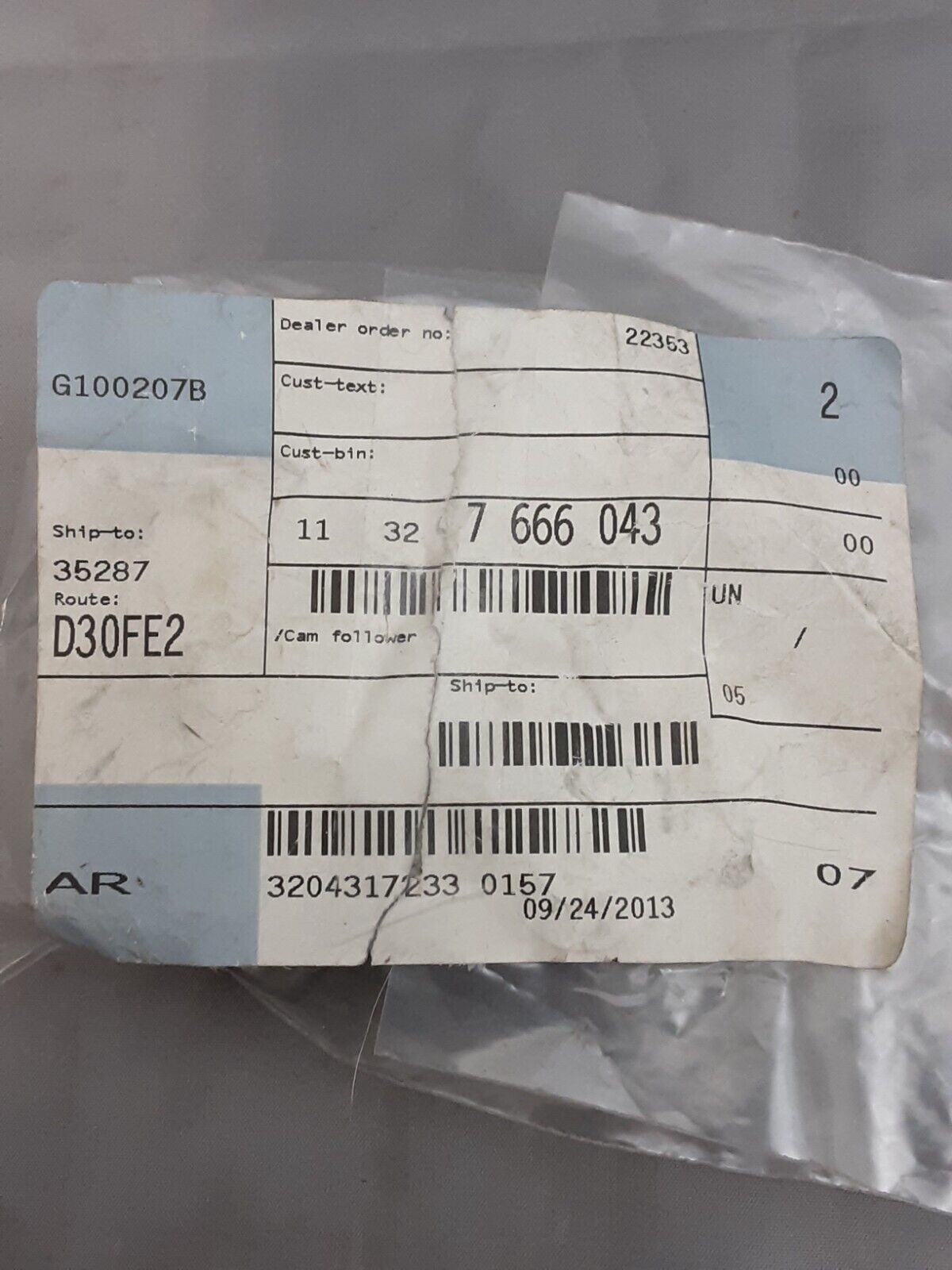 NEW GENUINE BMW 11327666043 CAM FOLLOWER 2.55MM K100RS K1100RS K1100LT K1200RS
