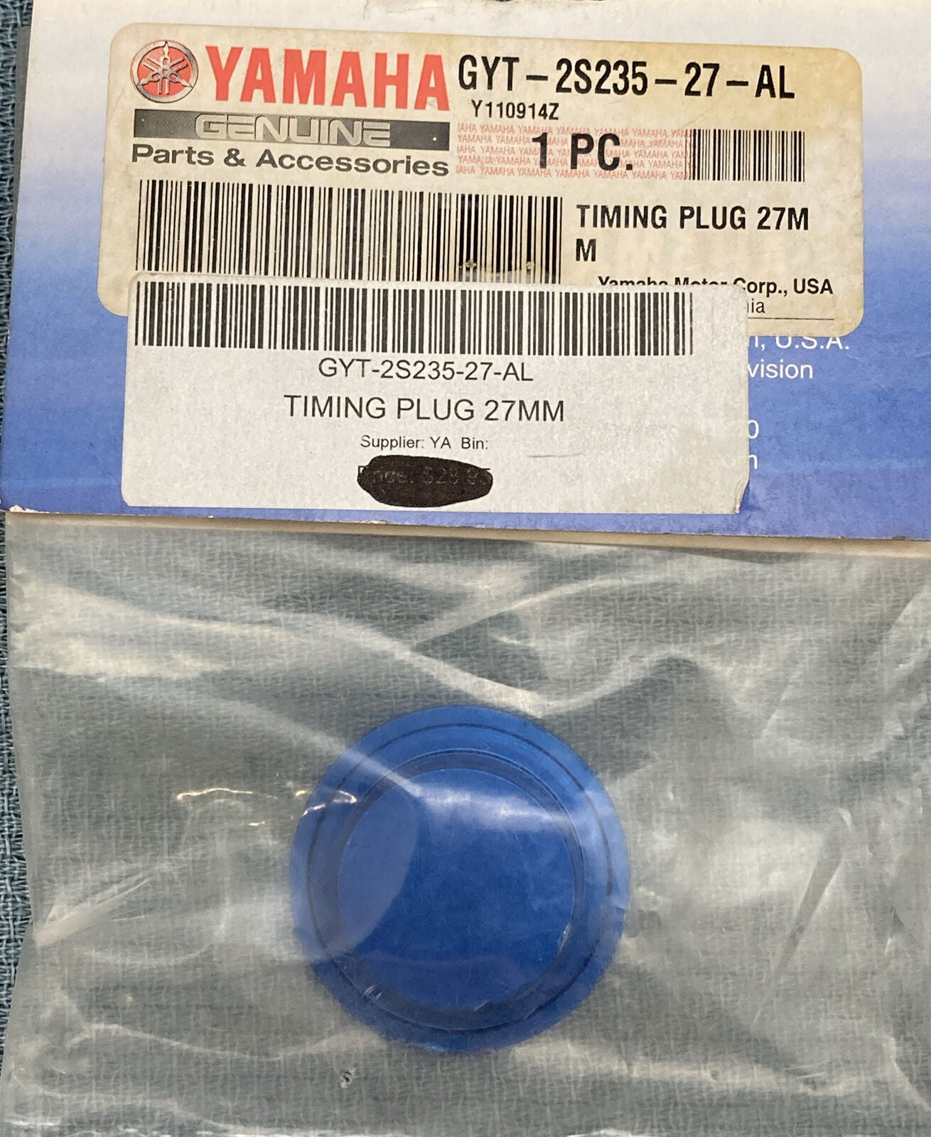 NEW GENIUNE YAMAHA GYT-2S235-27-AL Timing Plug 27MM