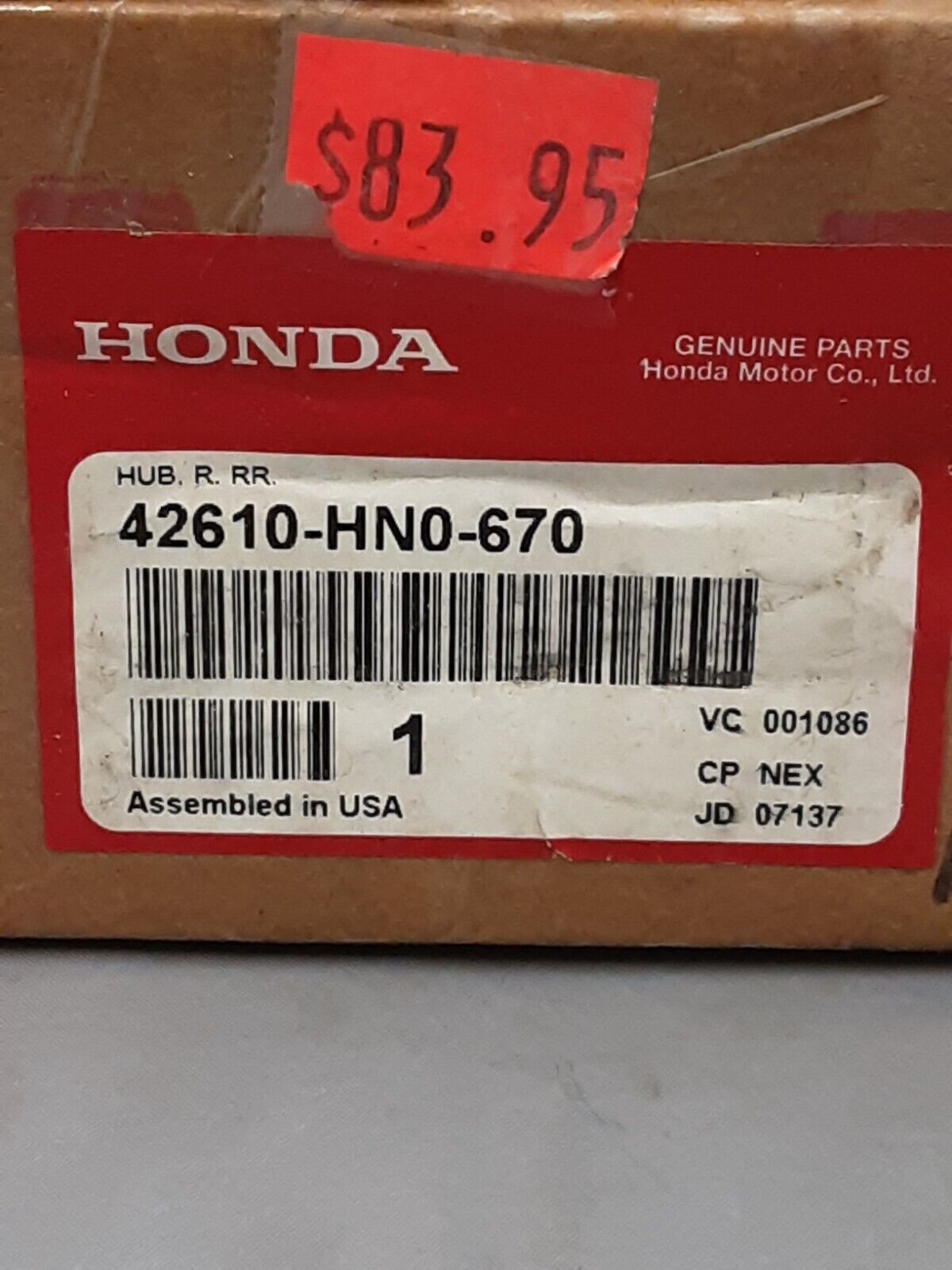 NEW GENUINE HONDA 42610-HN0-670 HUB, R. RR. FOURTRAX FOREMAN TRX400 TRX450