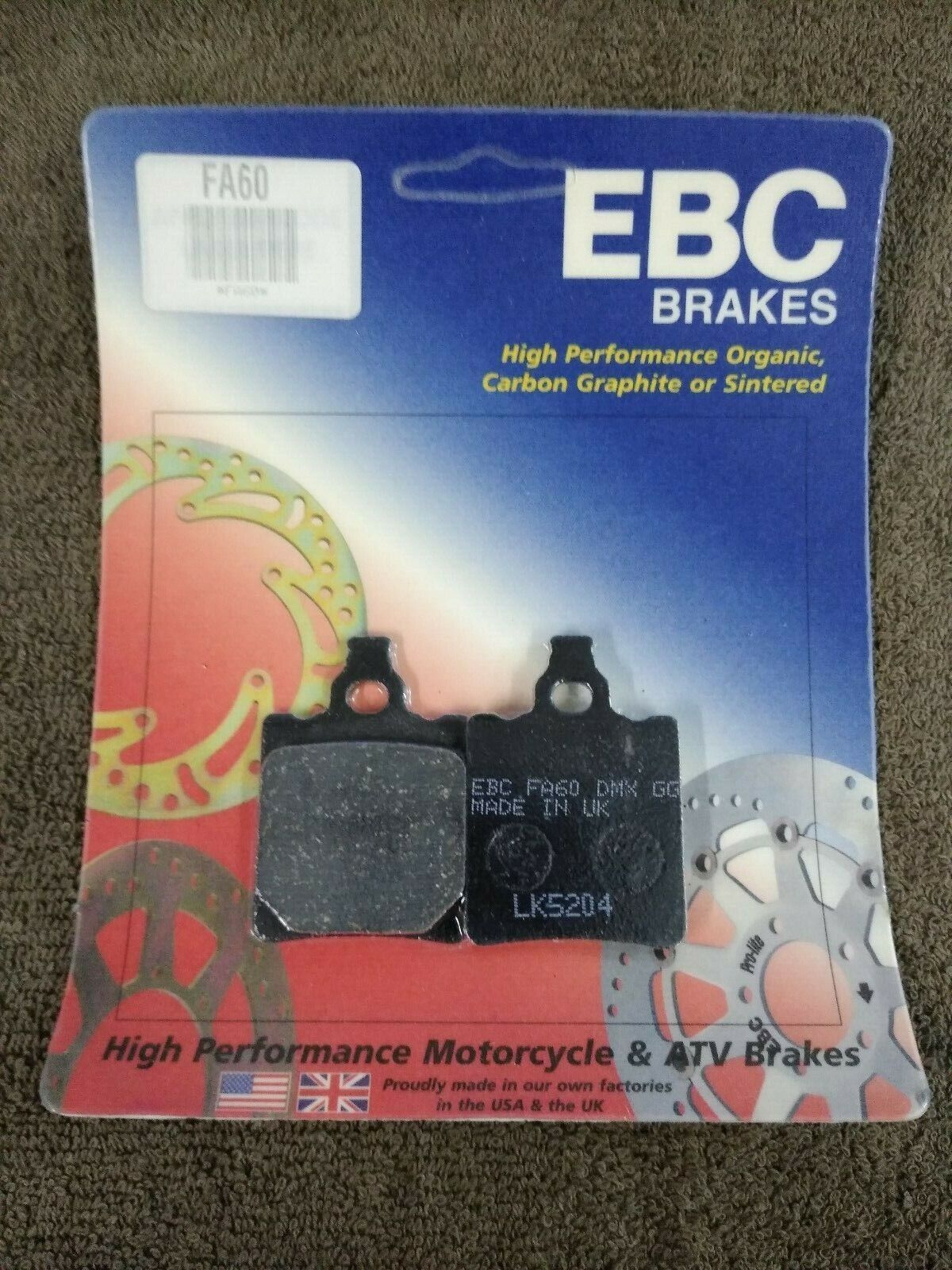 NEW EBC Brakes for Motorcycle / ATV / High Performance / Organic / FA60