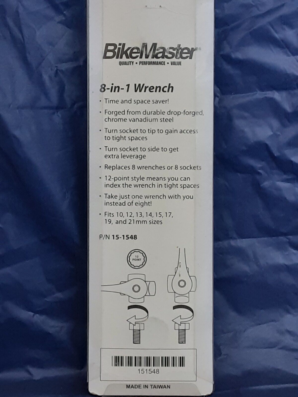 NEW BIKE MASTER 15-1548 8-IN-1 SOCKET WRENCH PART FITS 10 THROUGH 21MM