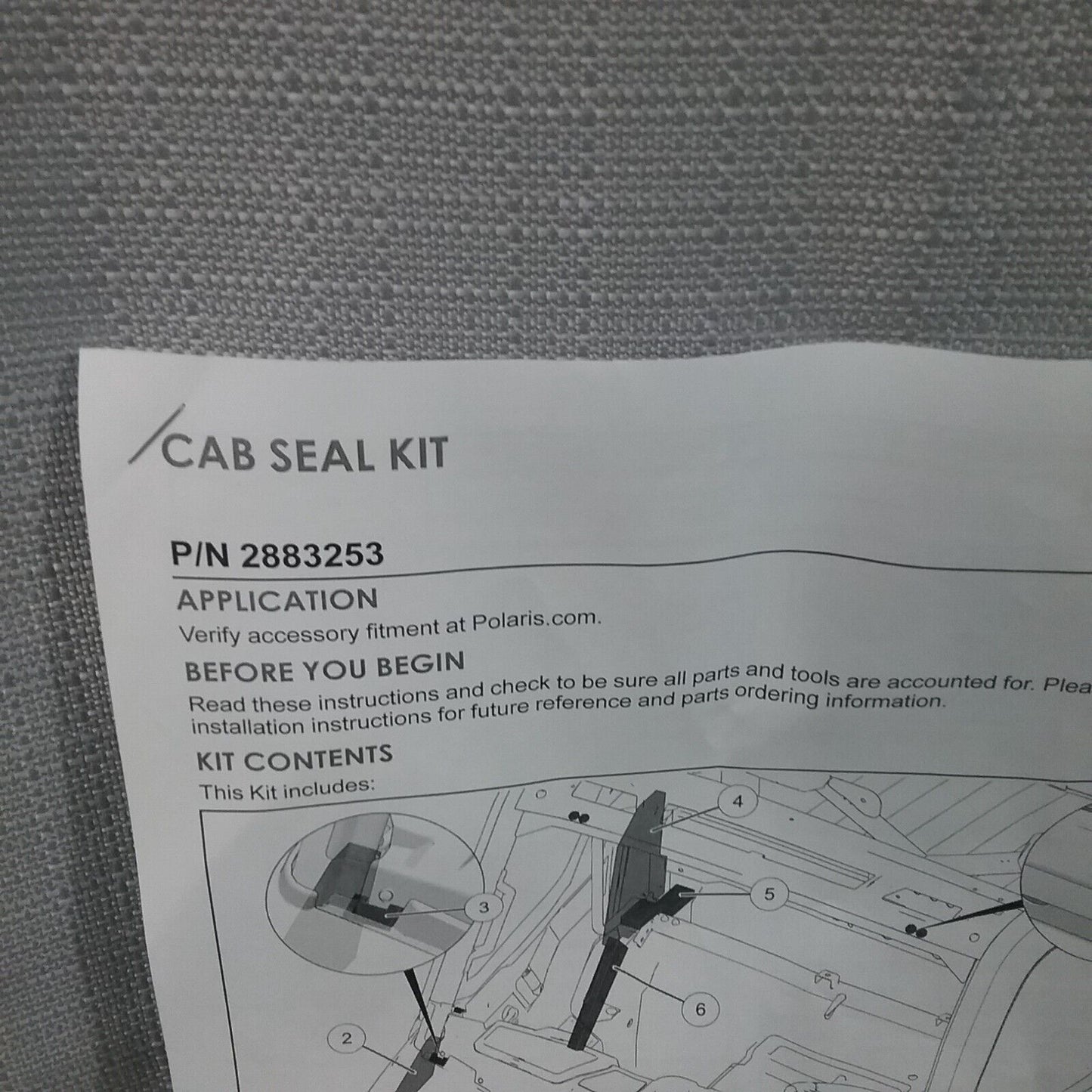 NEW GENUINE POLARIS 2883253 CAB SEAL KIT RANGER XP 2018-2022 PARTIAL KIT