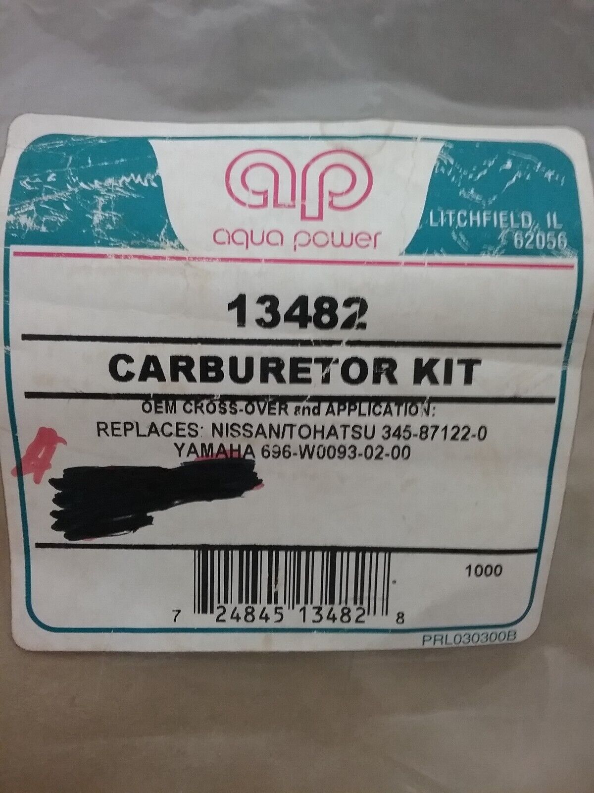 NEW AQUA POWER 13482 CARBURETOR REPAIR KIT YAMAHA 696-W0093-02-00 48-55HP