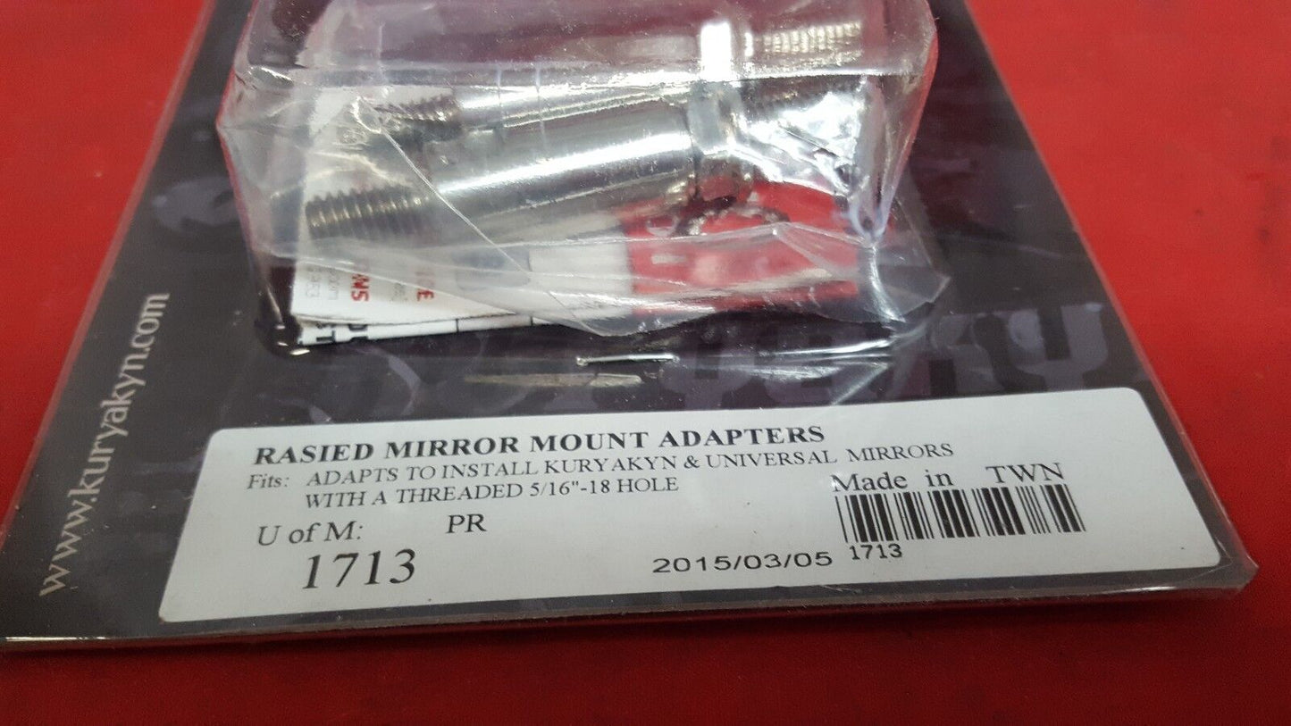 NEW Kuryakyn 1713 Pair Chrome Raised Mirror Mount Adapters