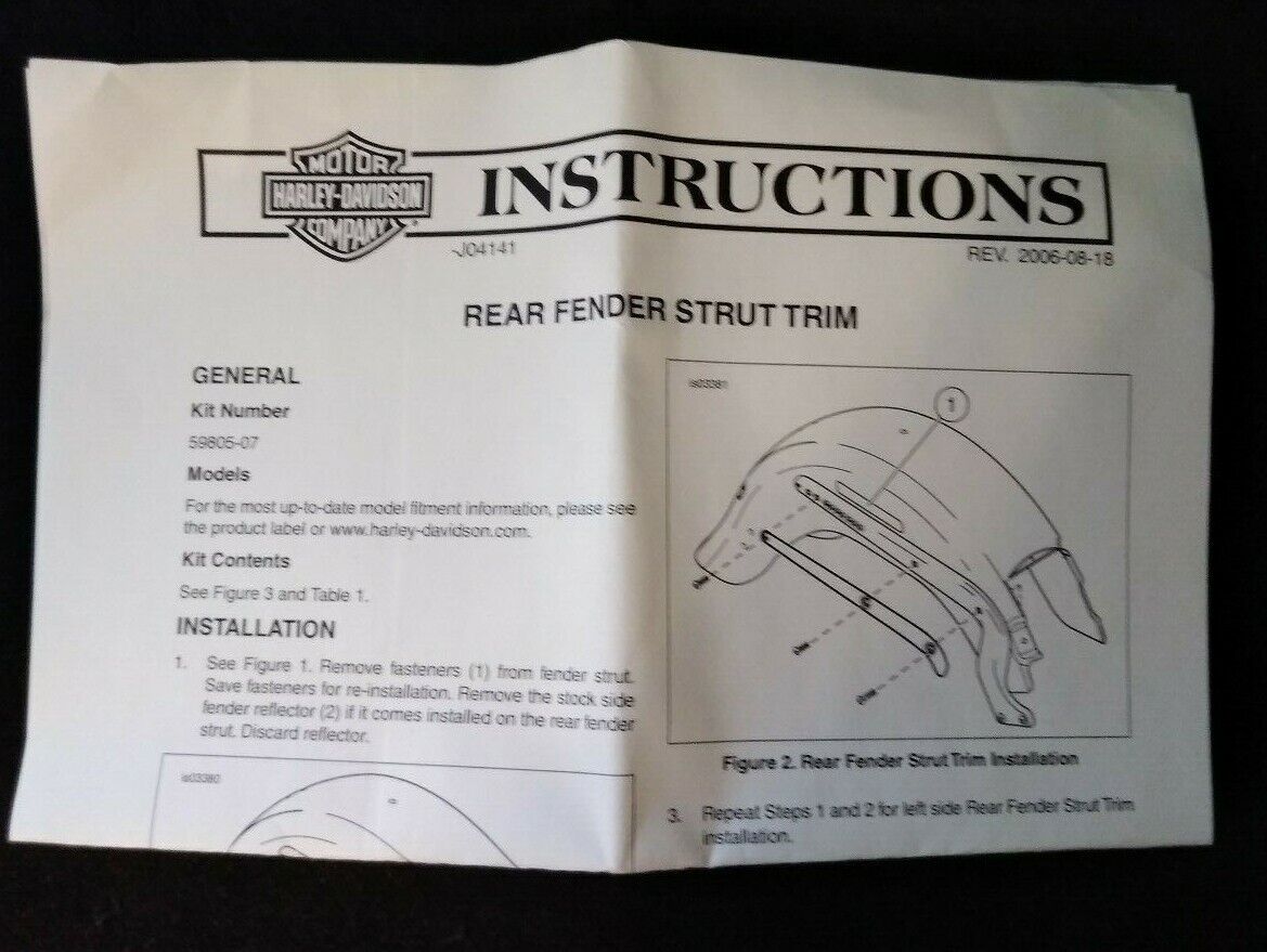 NEW V-Twin OE Rear Fender Strut Cover Trim - FX (06-UP) / 59805-07
