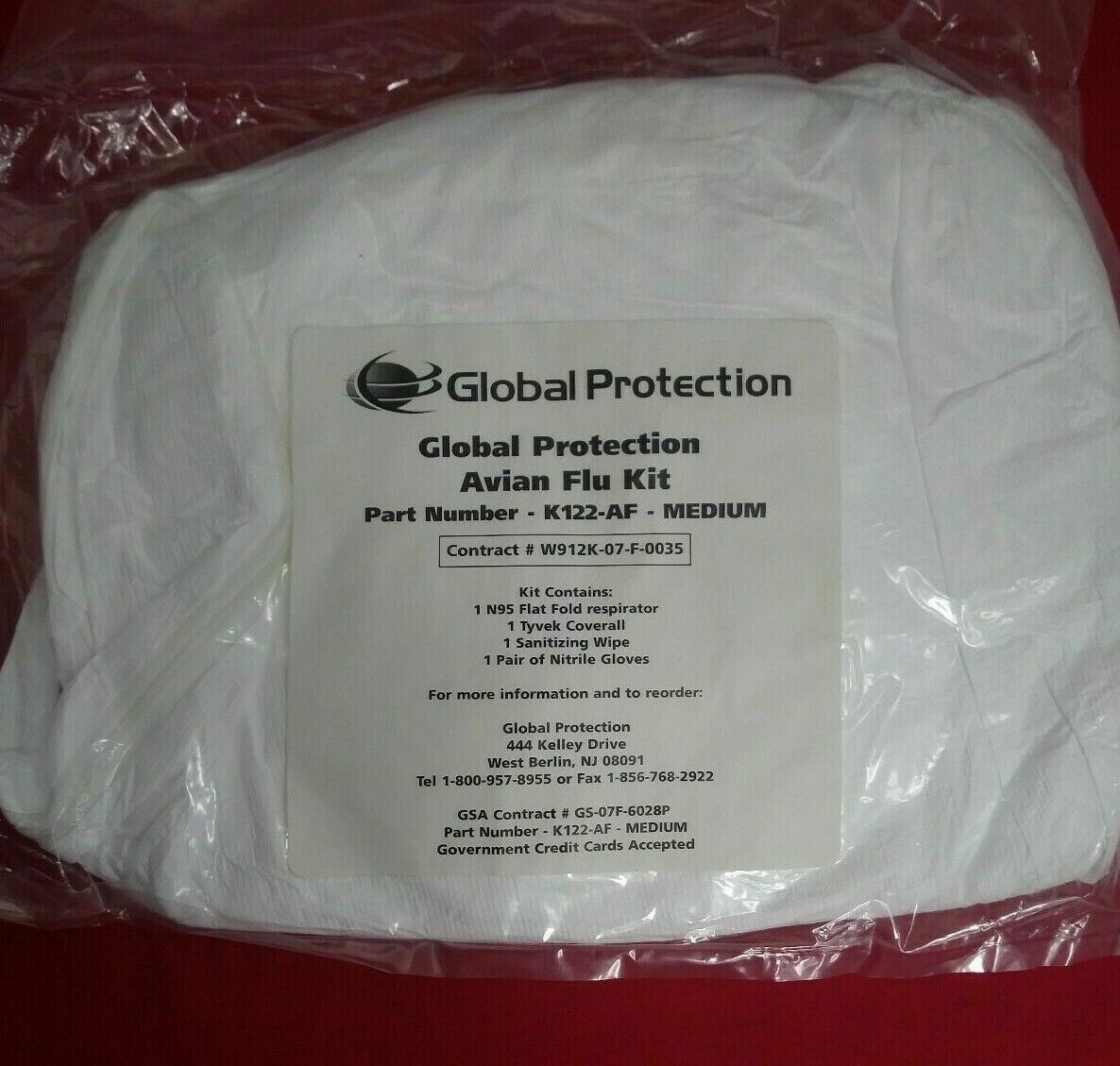 NEW Global Protection Avian Flu Kit / K122-AF / Medium / Infection Control Tyvek