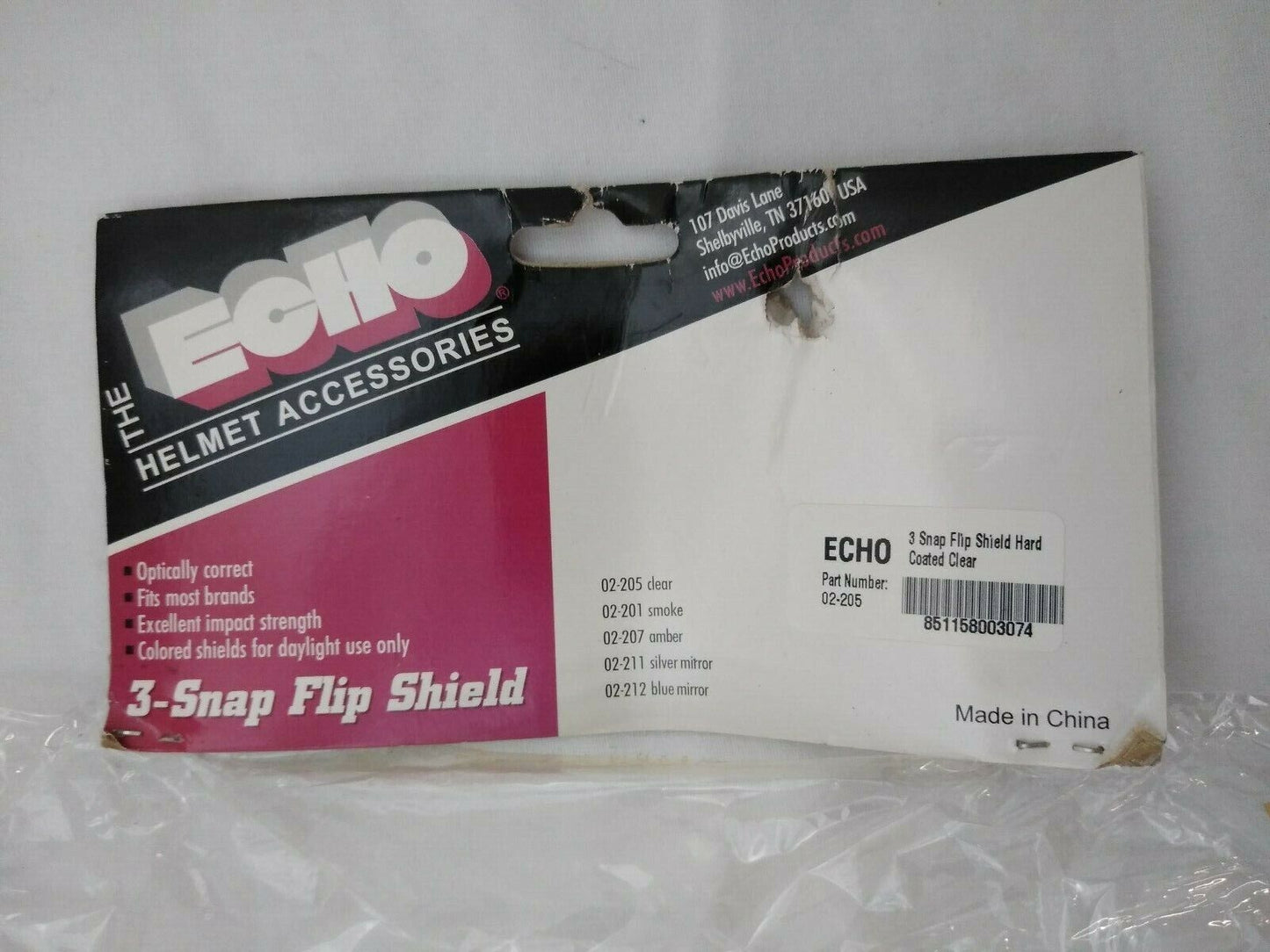 New ECHO 3 Snap Half Helmet Face Shield Visor / Hard Coated Clear / 02-205