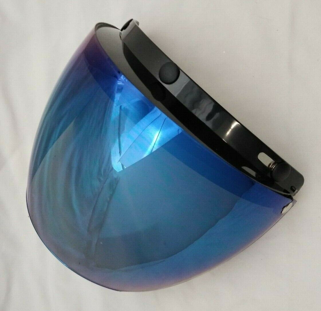 New ECHO 3 Snap Half Helmet Face Shield Visor / Blue Mirror / 02-212
