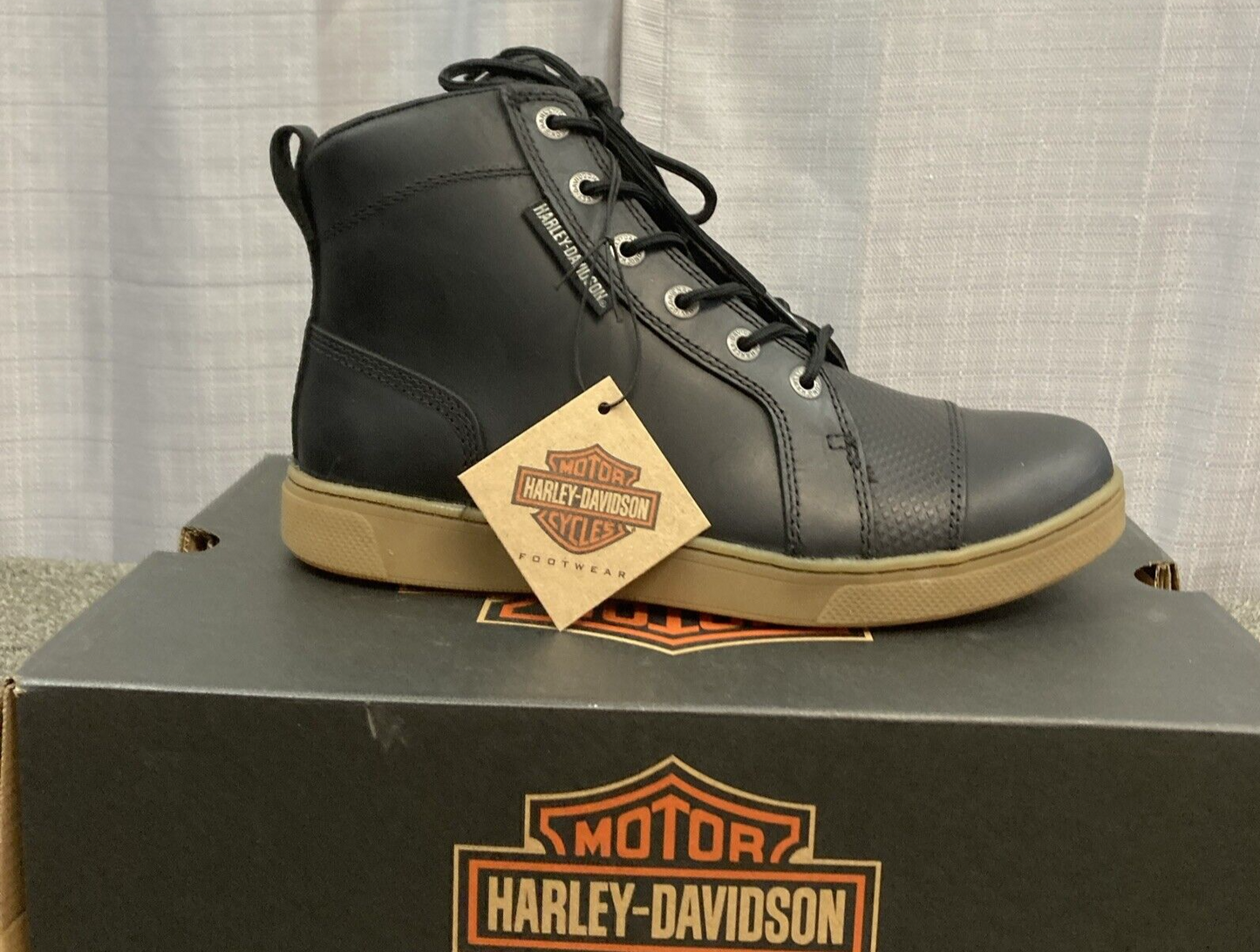 NEW HARLEY DAVIDSON D96260 SIZE 8 MEN'S BREMAN BLACK 4.5" SNEAKER BOOTS