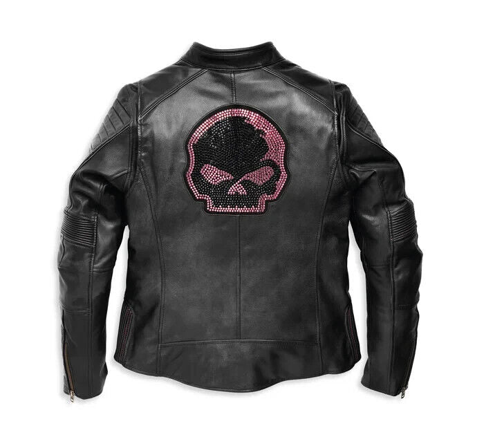 NEW GENUINE HARLEY DAVIDSON 97011-22VW XS Willie G Leather Jacket w/ Rhinestone